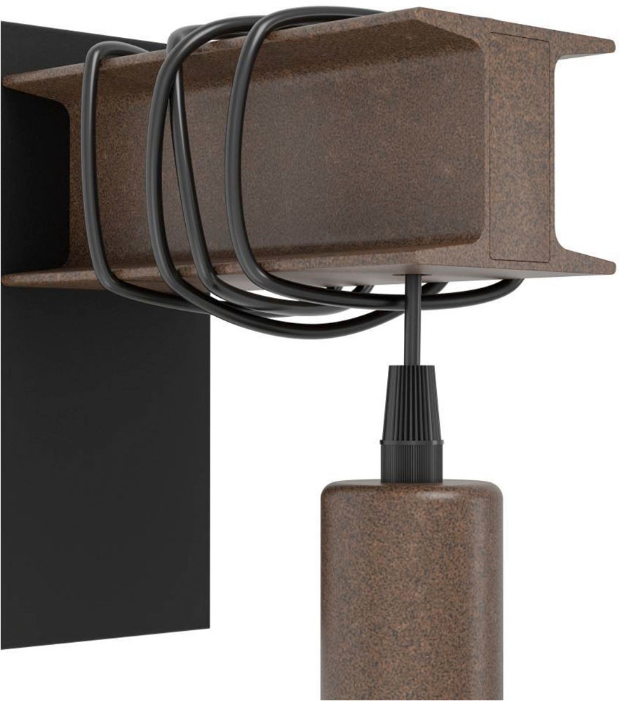 EGLO Wandleuchte »TOWNSHEND 4 Wandlampe, Stahl, Rostoptik, Retro, Vintage, E27«, 1 flammig, Leuchtmittel E27 | ohne Leuchtmittel, antik-braun, Metallbalken, Wohnzimmer, Esszimmer, Flur, 19x8x18,5cm