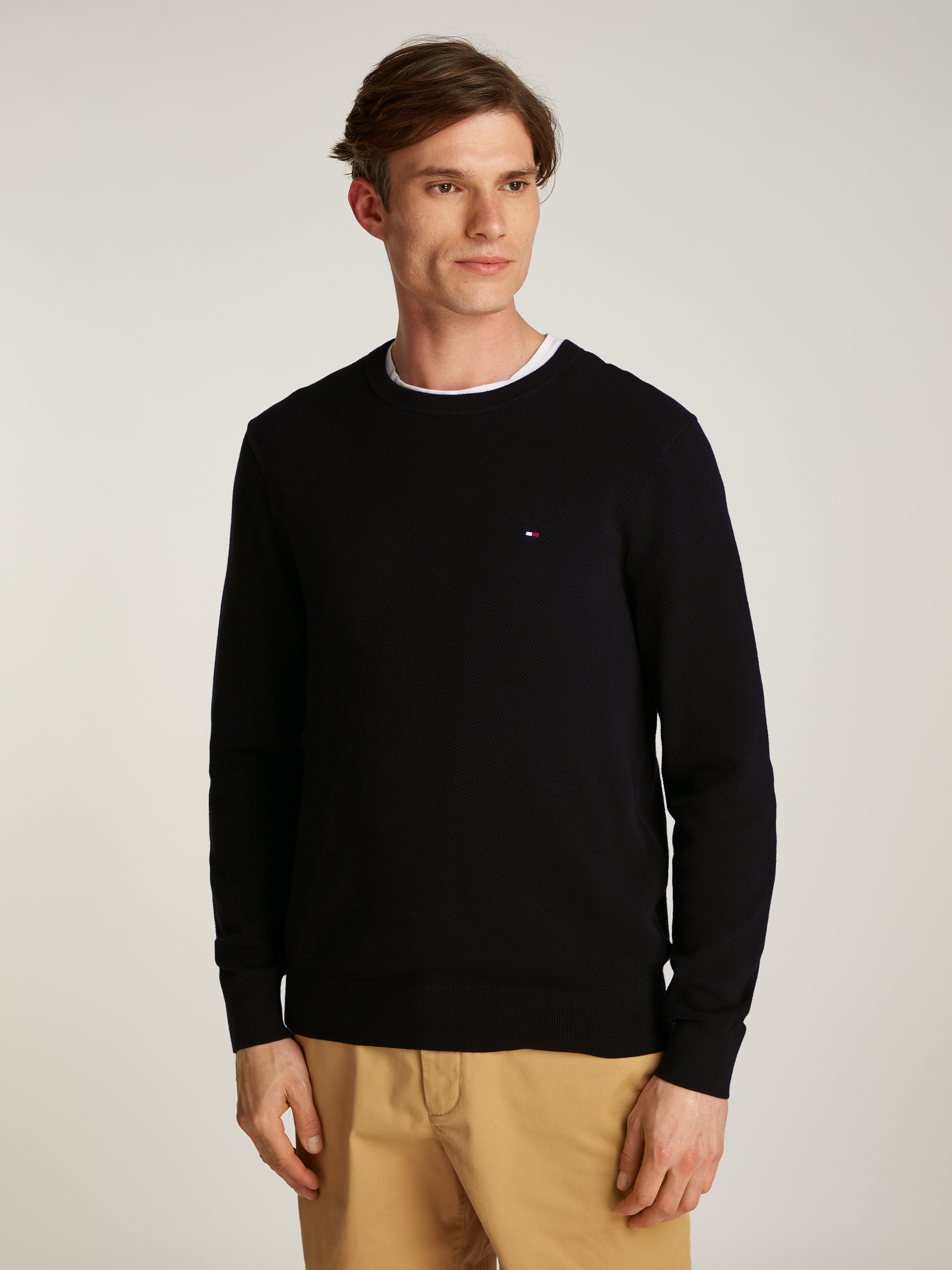 Tommy Hilfiger Rundhalspullover »ESSENTIAL STRUCTURE CREW NECK«, mit feiner Struktur