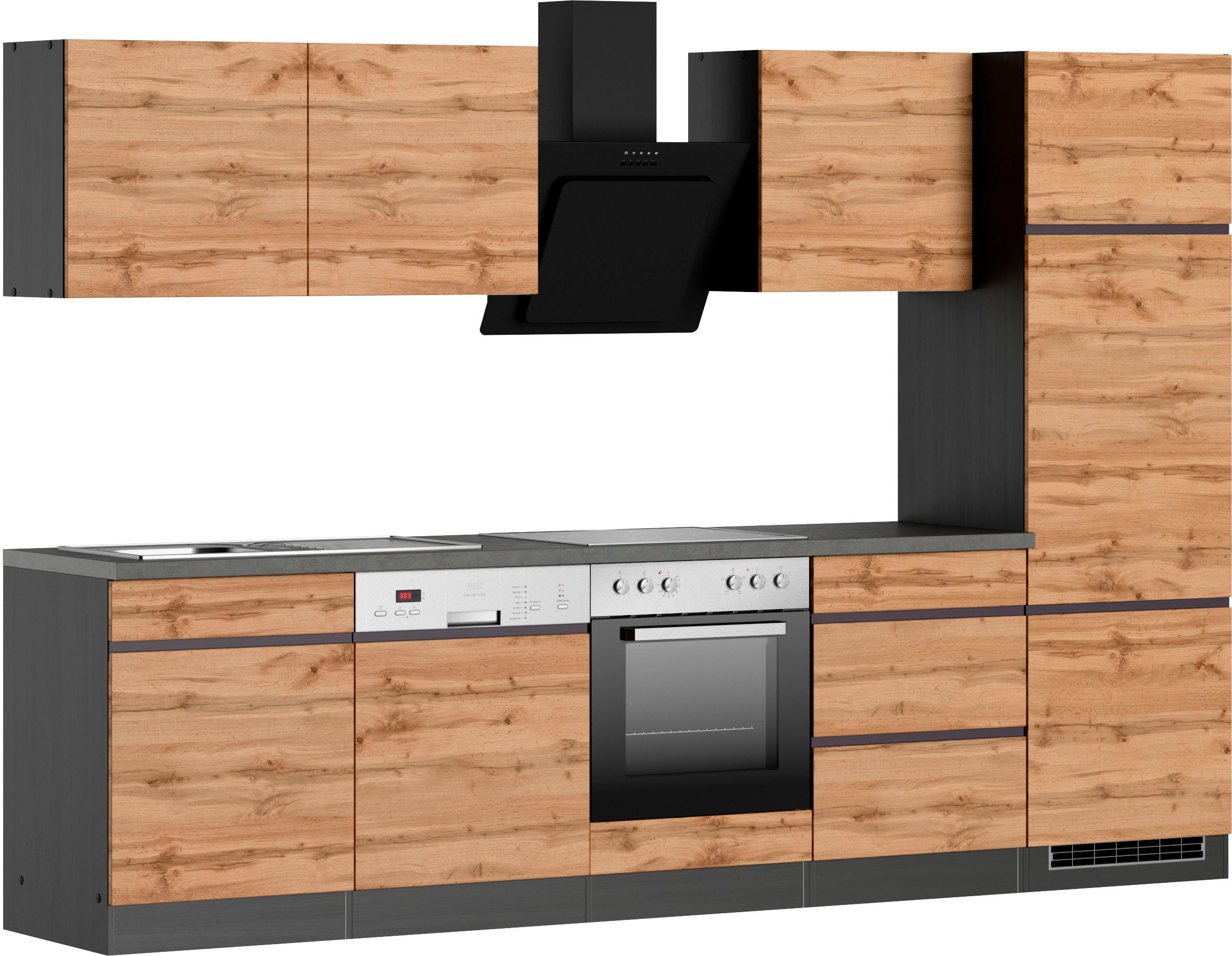 KOCHSTATION Küchenzeile »KS-Riesa« Stellbreite 300 cm, wahlweise mit oder ohne E-Geräte