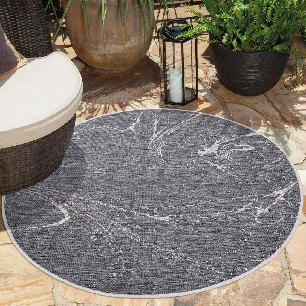 Carpet City Outdoorteppich »DUO RUG 5733« rund 5 mm Höhe Wendeteppich Wetterfest In- & Outdoor, Balkon, Terrasse, Wohnzimmer