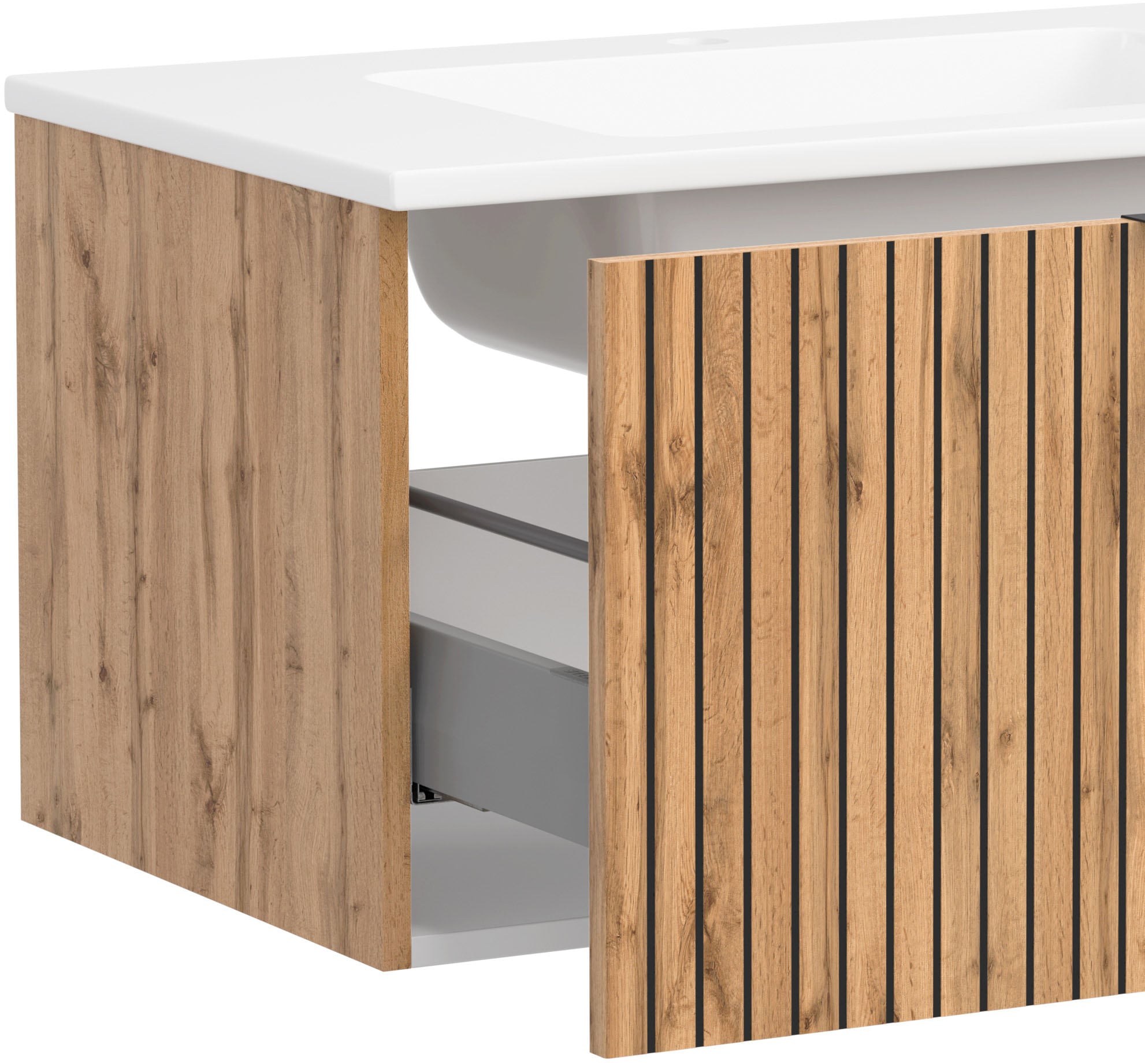 welltime Badmöbel-Set »Welltime, Carlton Waschtisch-Set, 80 oder 120 cm, gestreift«, (2 St.)