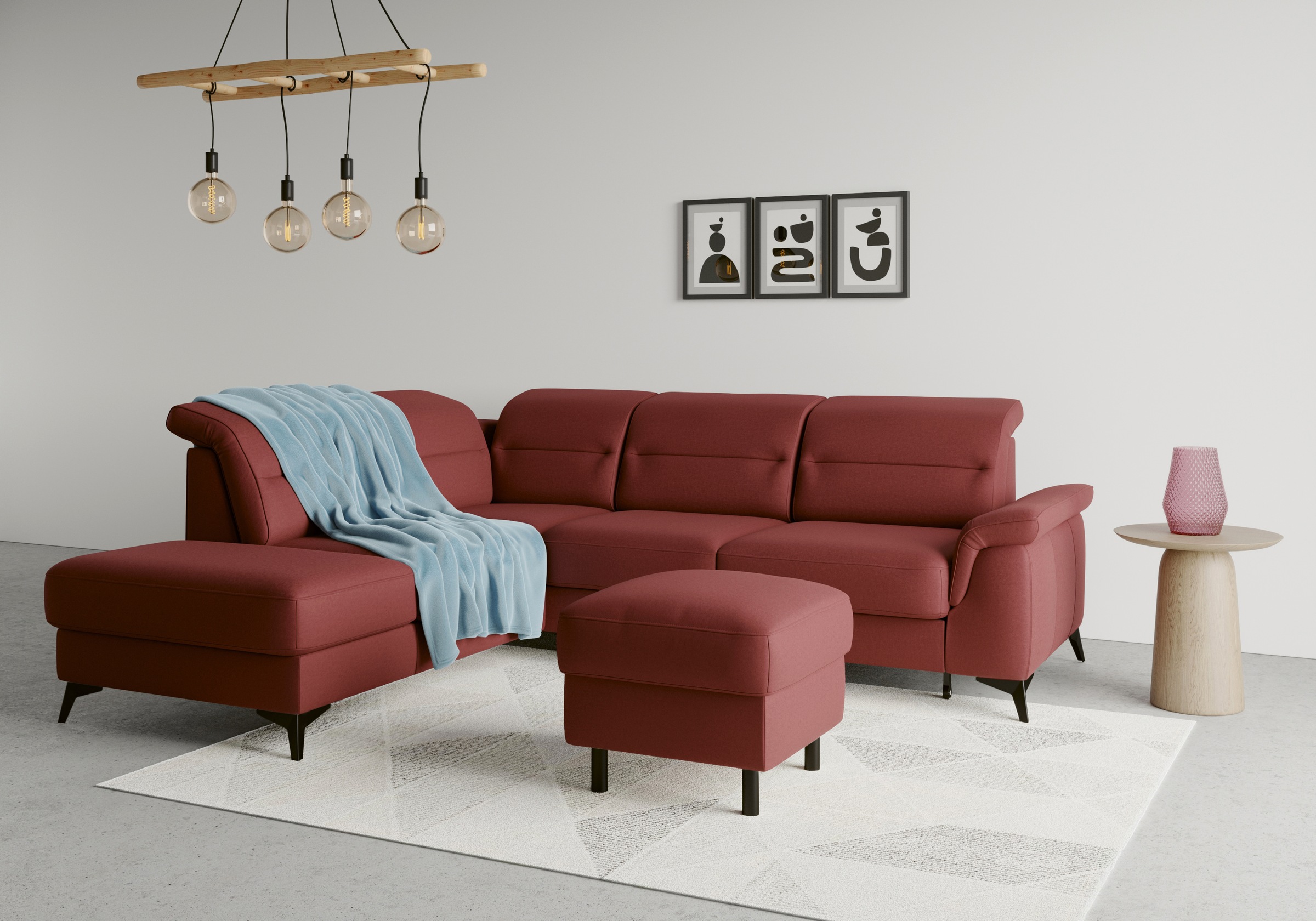 sit&more Ecksofa »Sinatra L-Form«, mit Ottomane, optional mit Kopfteilverstellung und Armteilfunktion