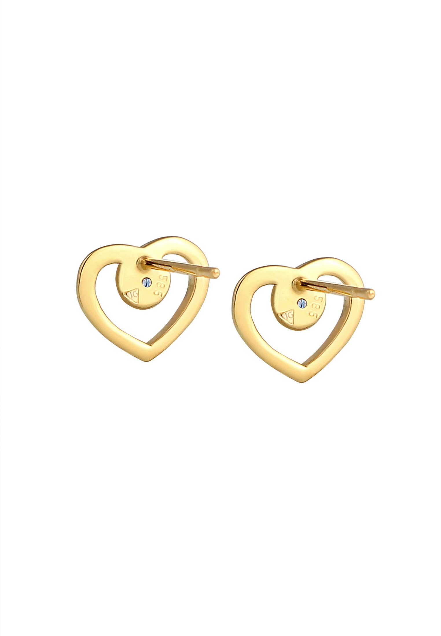 Elli DIAMONDS Paar Ohrstecker »Ohrringe Ohrstecker Herz Diamant Weiß Brillantschliff (0.03 ct) 585 Gelbgold«