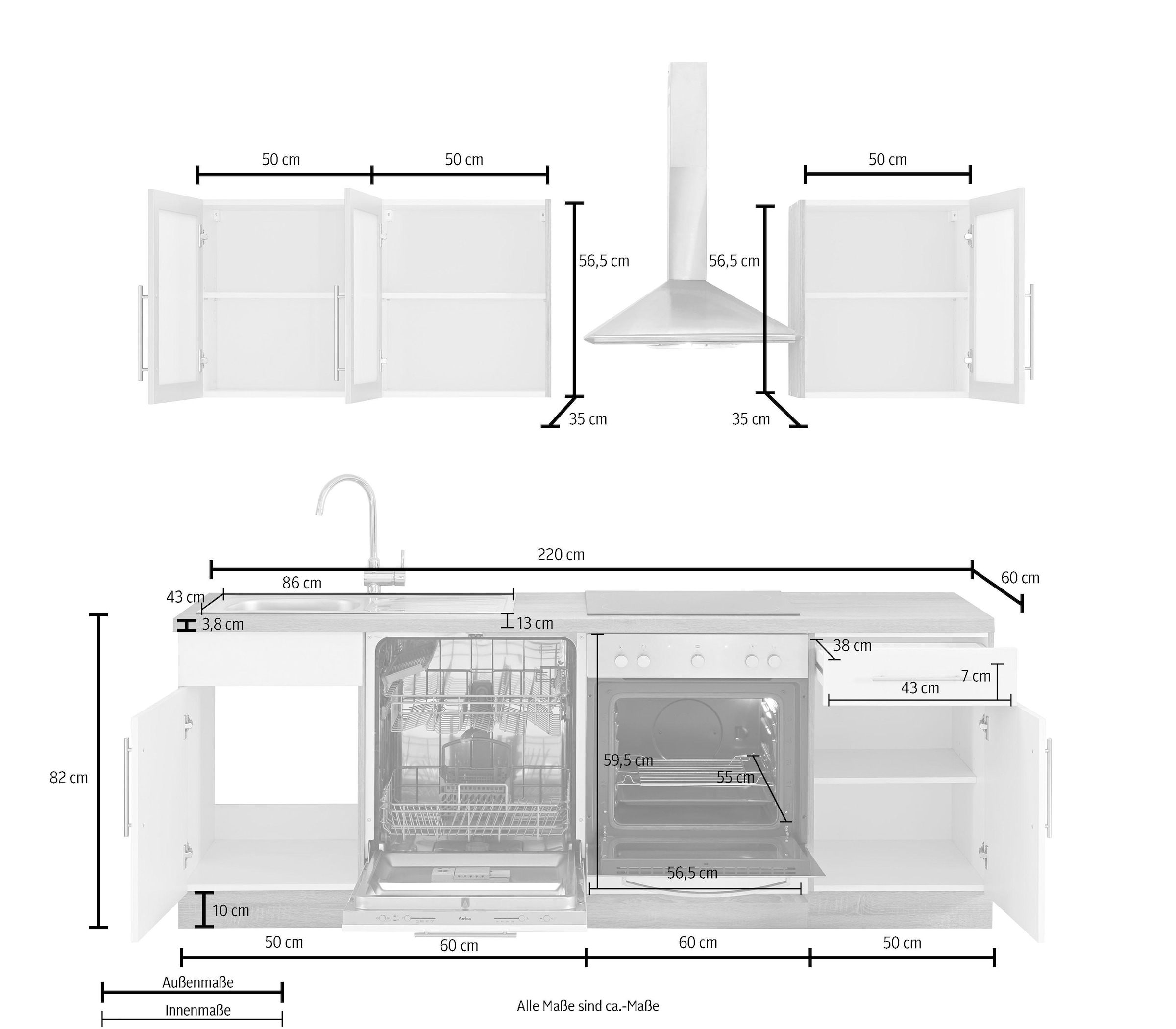 wiho Küchen Raten mit Küchenzeile »Aachen«, 220 auf cm E-Geräten, Breite bestellen