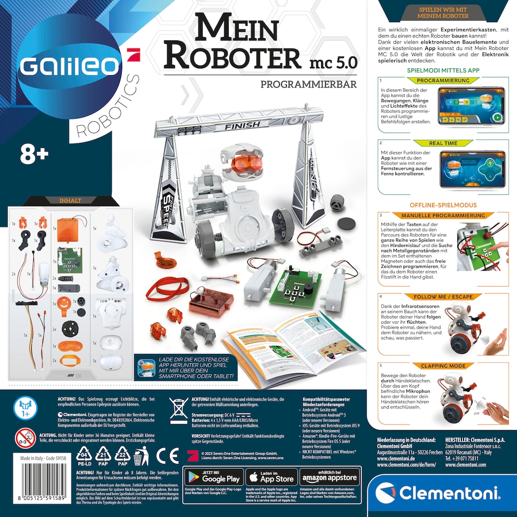 Clementoni® Experimentierkasten »Galileo, Mein Roboter MC5.0«