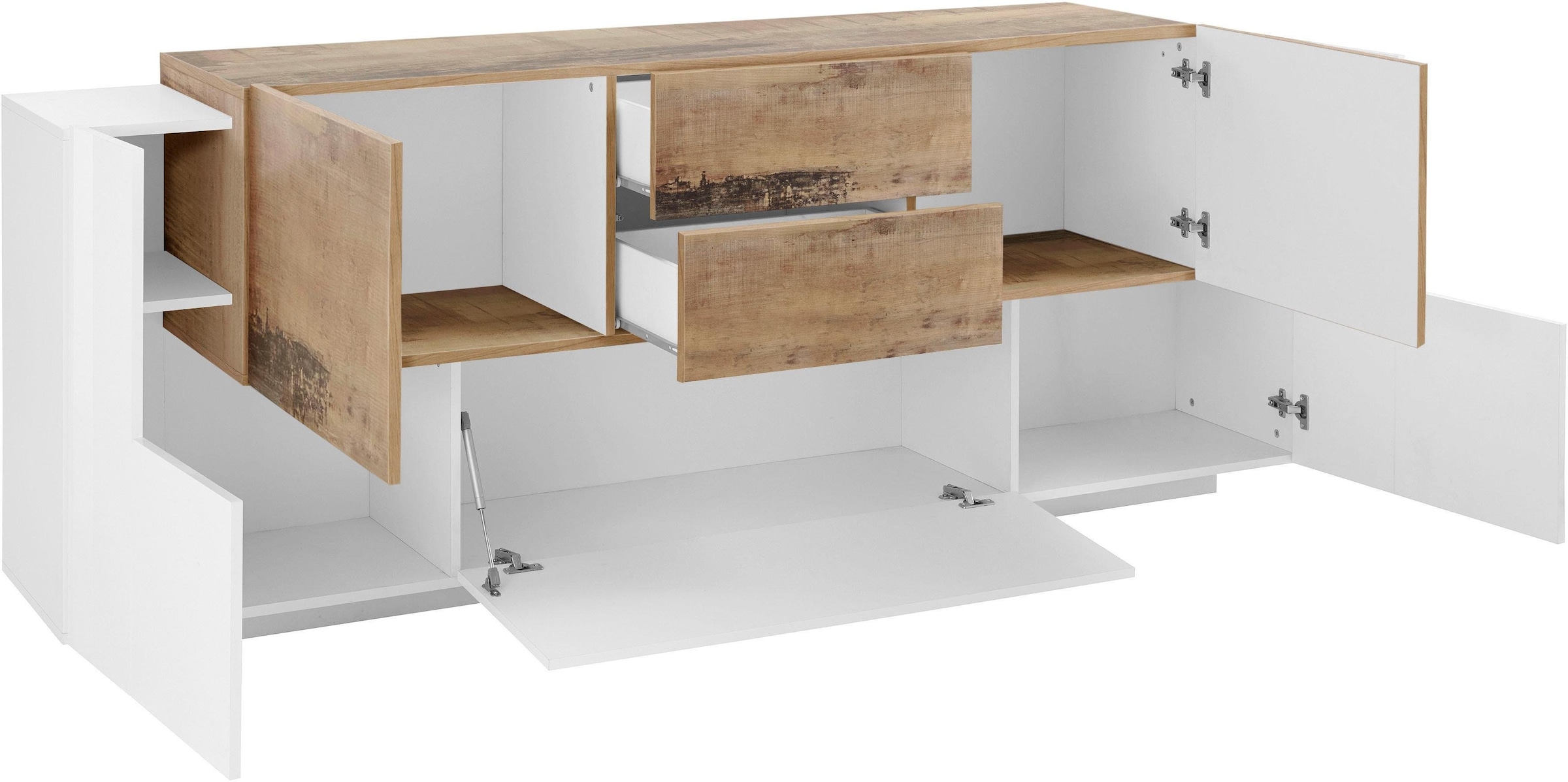 INOSIGN Sideboard »Coro, Kommode, Schrank, Kredenz, grifflos mit Einlegeböden«, 1 Klappe,4 Türen,2 Schubkästen Doppeltiefe, Breite 220