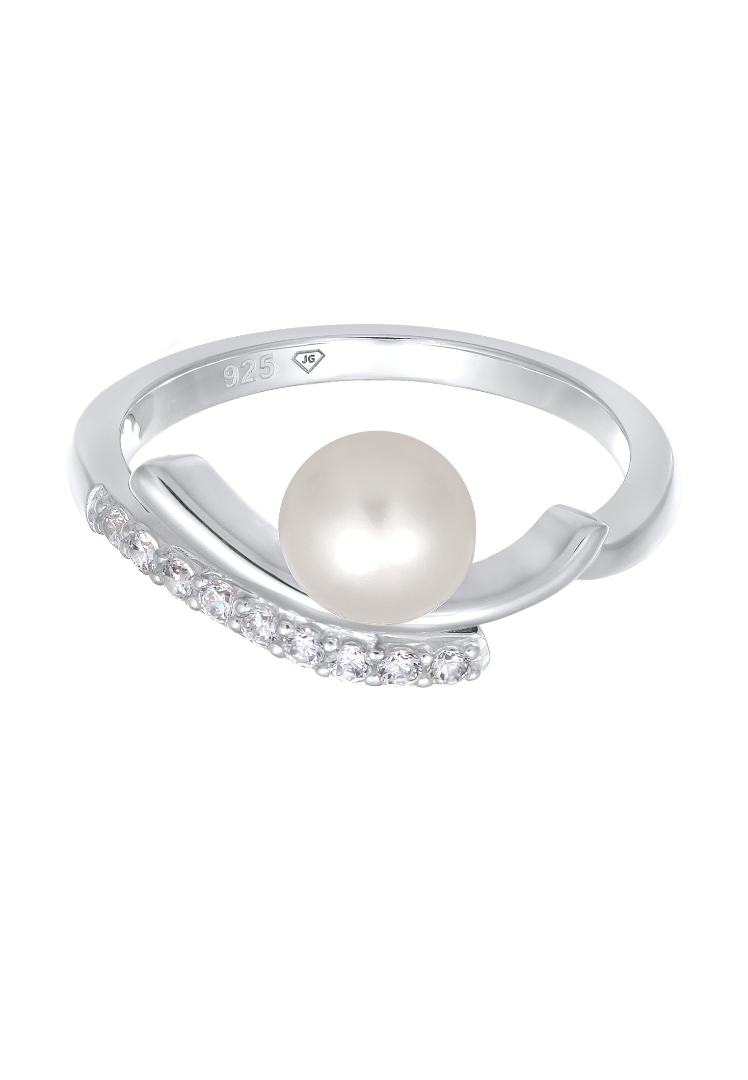 Nenalina Perlenring »Ring Süßwasserperle Zirkonia 925 Silber«