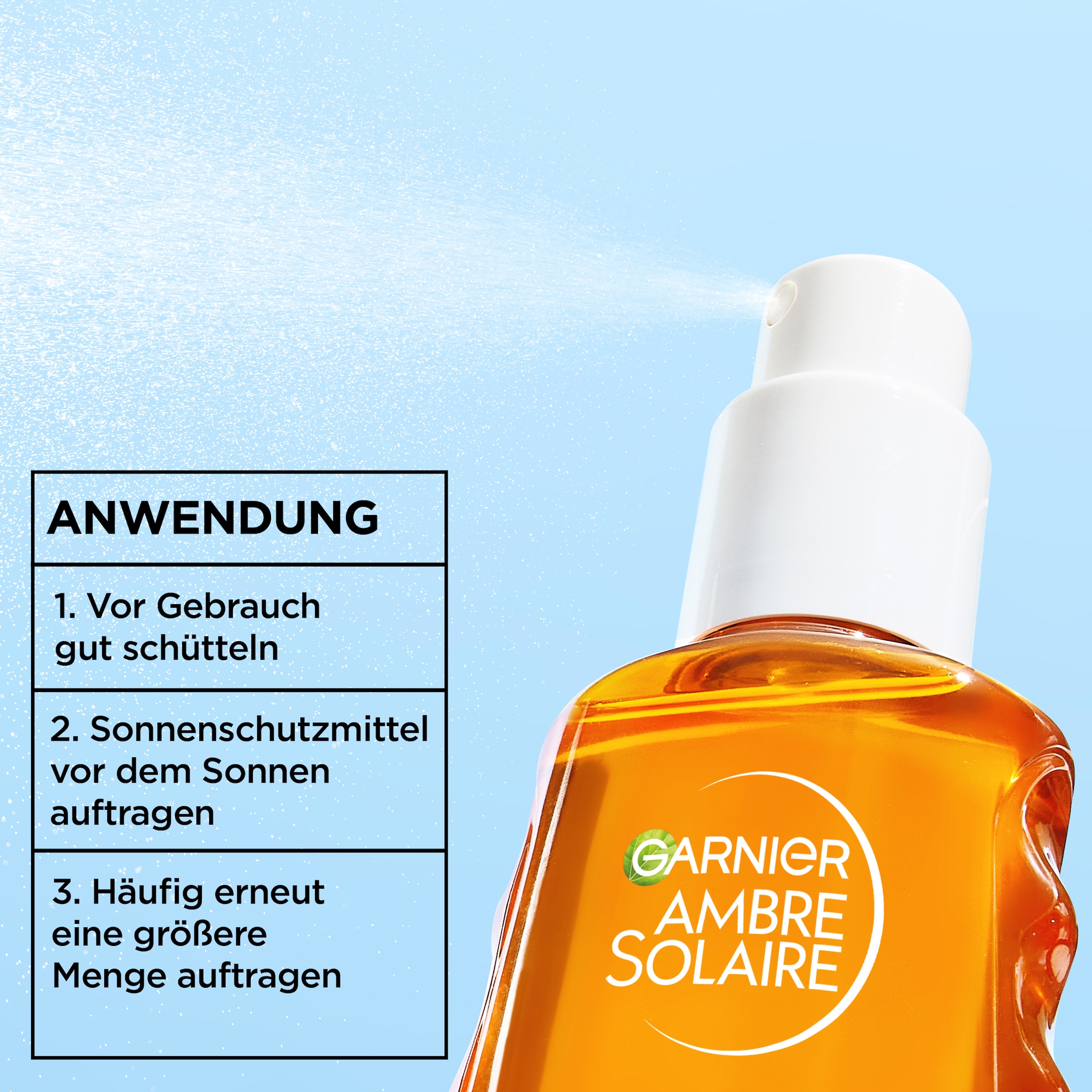 GARNIER Sonnenschutzspray »AMBRE SOLAIRE SENSITIVE EXPERT + HYDRATING UV WATER LSF 50« mit LSF 50, für Körper, Gesicht und Haare geeignet