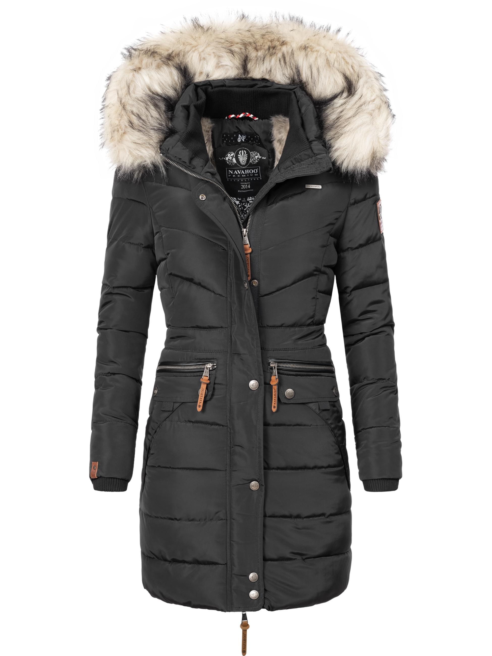 Navahoo Steppmantel »Steppmantel Paula«, stylischer Winter Parka m. edlem Fellimitat