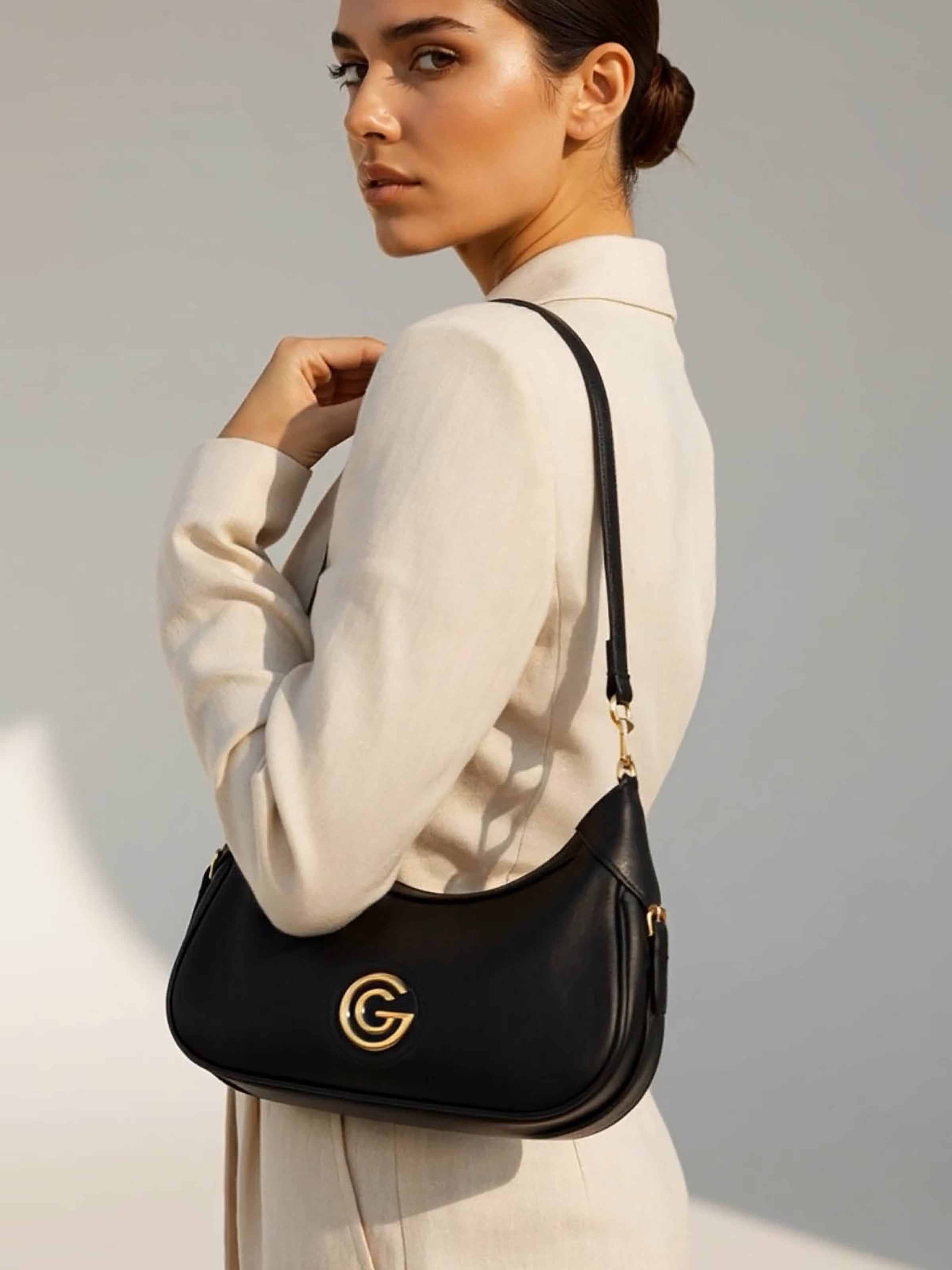 GABRIELLA G By Gabriella Gucci Hobo »CARLA« Damen Schultertasche, Umhängetasche mit G-Logo-Schmuckelement