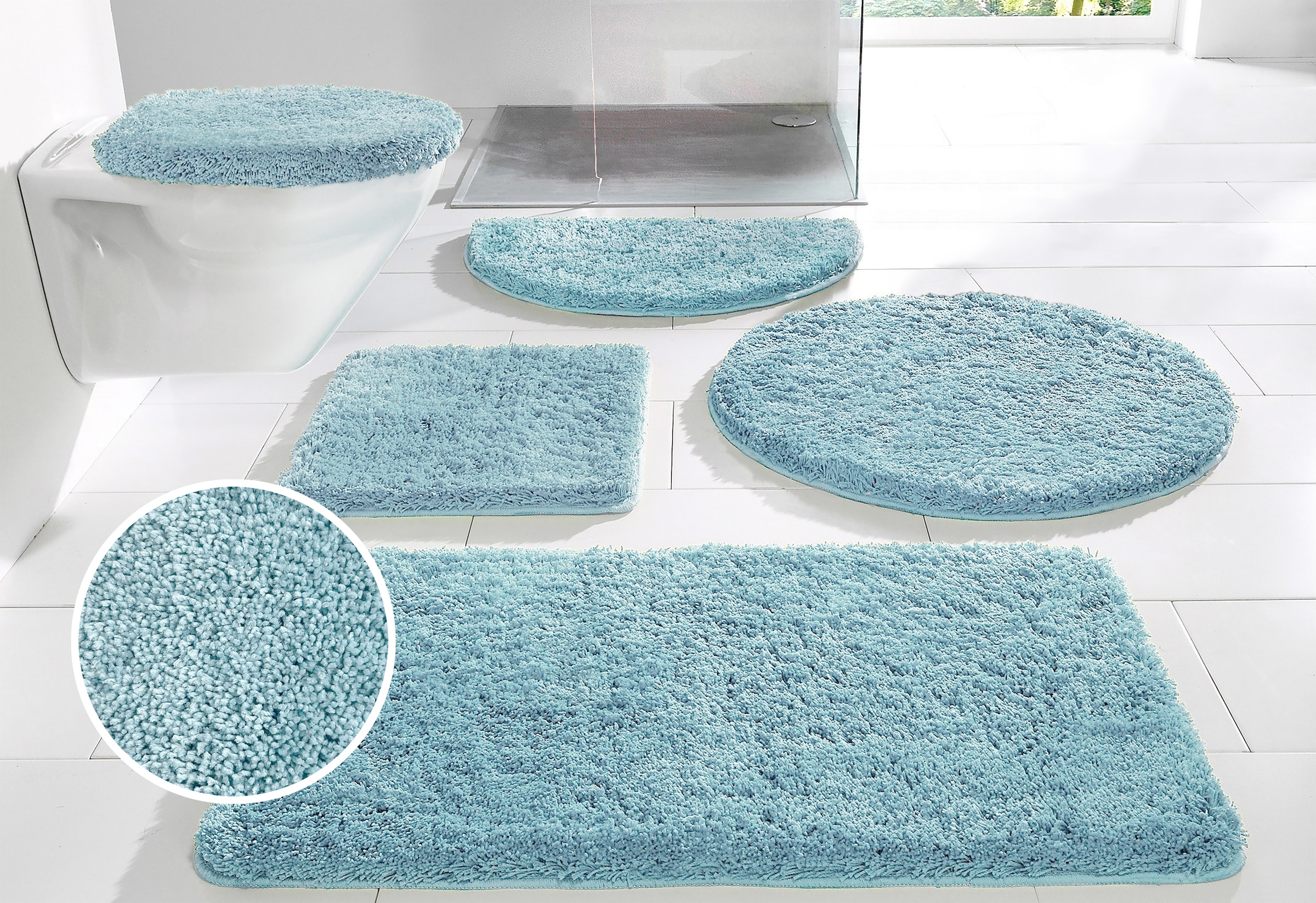 my home Badematte »Sanremo, Badvorleger, Badezimmer Teppich, sehr weich« Höhe 30 mm rutschhemmend beschichtet fußbodenheizungsgeeignet | schnell trocknend Badteppich, unifarben, rechteckig, rund & als 3-tlg. Set erhältlich