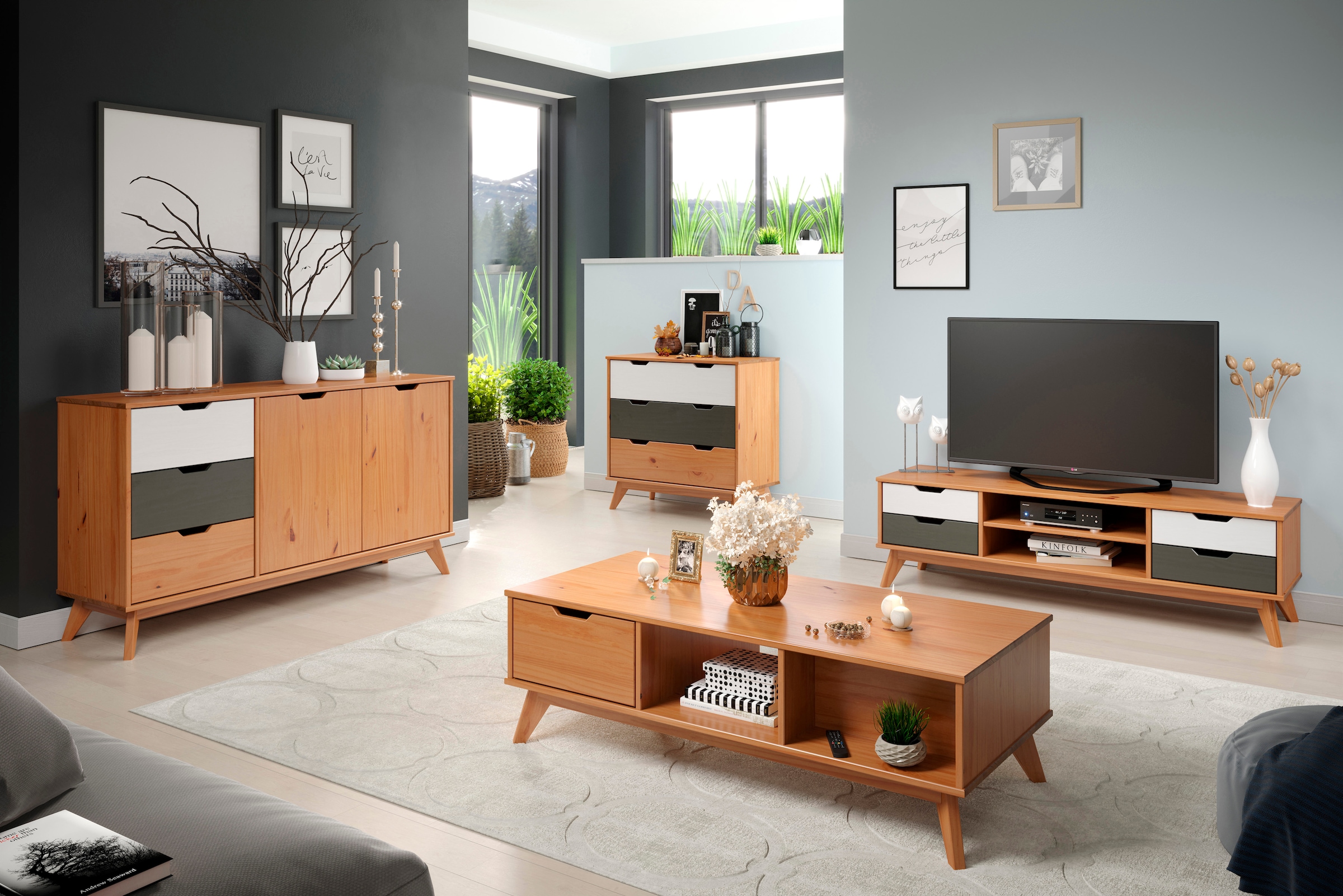 INTER-FURN Sideboard »Scandik«, praktisch und aus massiver Kiefer