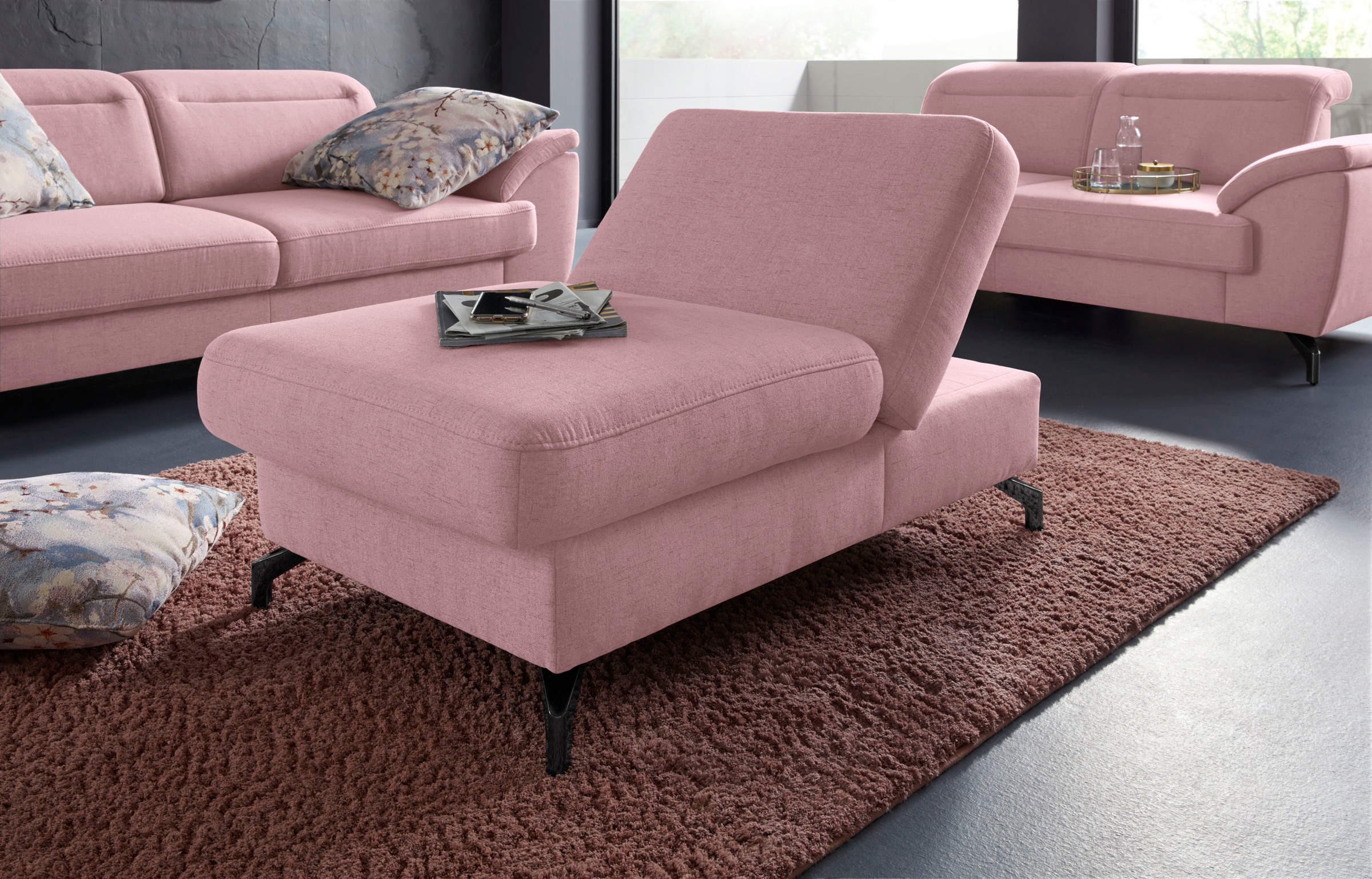 sit&more Hocker »Percy«, Fußhöhe 12 cm, mit Klappfunktion, wahlweise in 2 Fußfarben