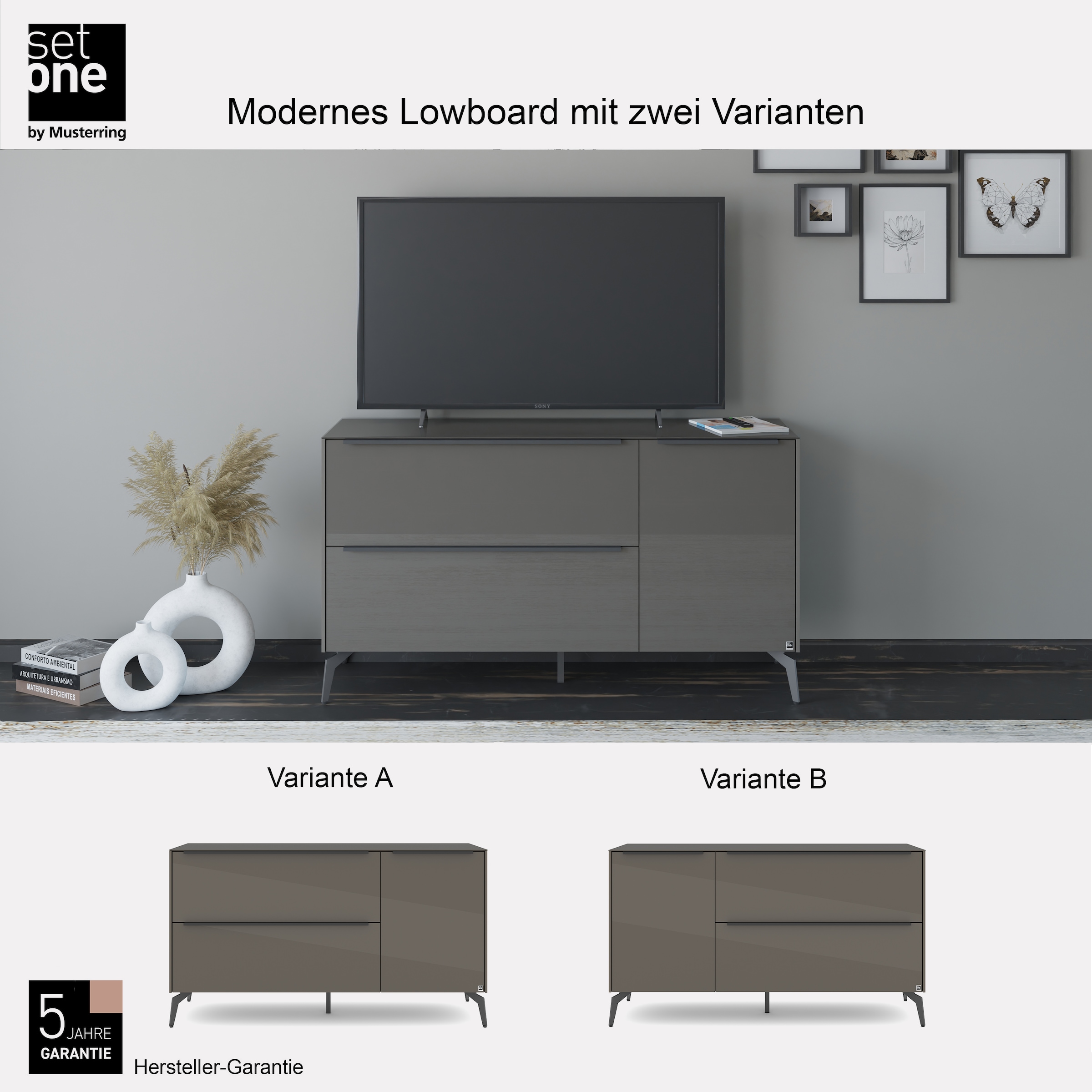 set one by Musterring Lowboard »Reno« 1 Stk. tlg. Mit Winkelfuß in diversen Farben, 78 cm Höhe & Farbauswahl
