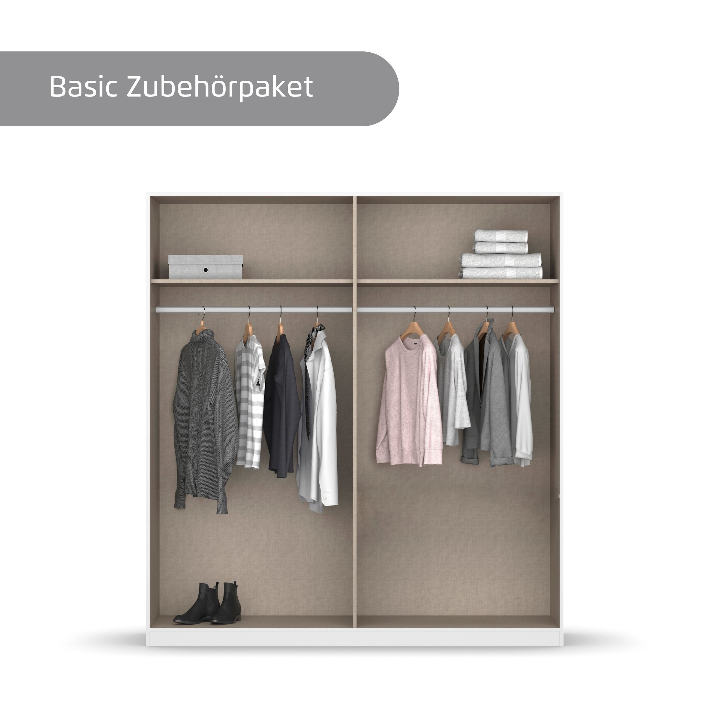 rauch Drehtürenschrank »Kleiderschrank Schrank Garderobe Wäscheschrank Schlafzimmer LAMELLA« Breiten 181/226/271 cm in 3 Ausstattungen BASIC/CLASSIC/PREMIUM,  elegante Lamellen-Auflage in 3D Akustikpaneel Optik MADE IN GERMANY