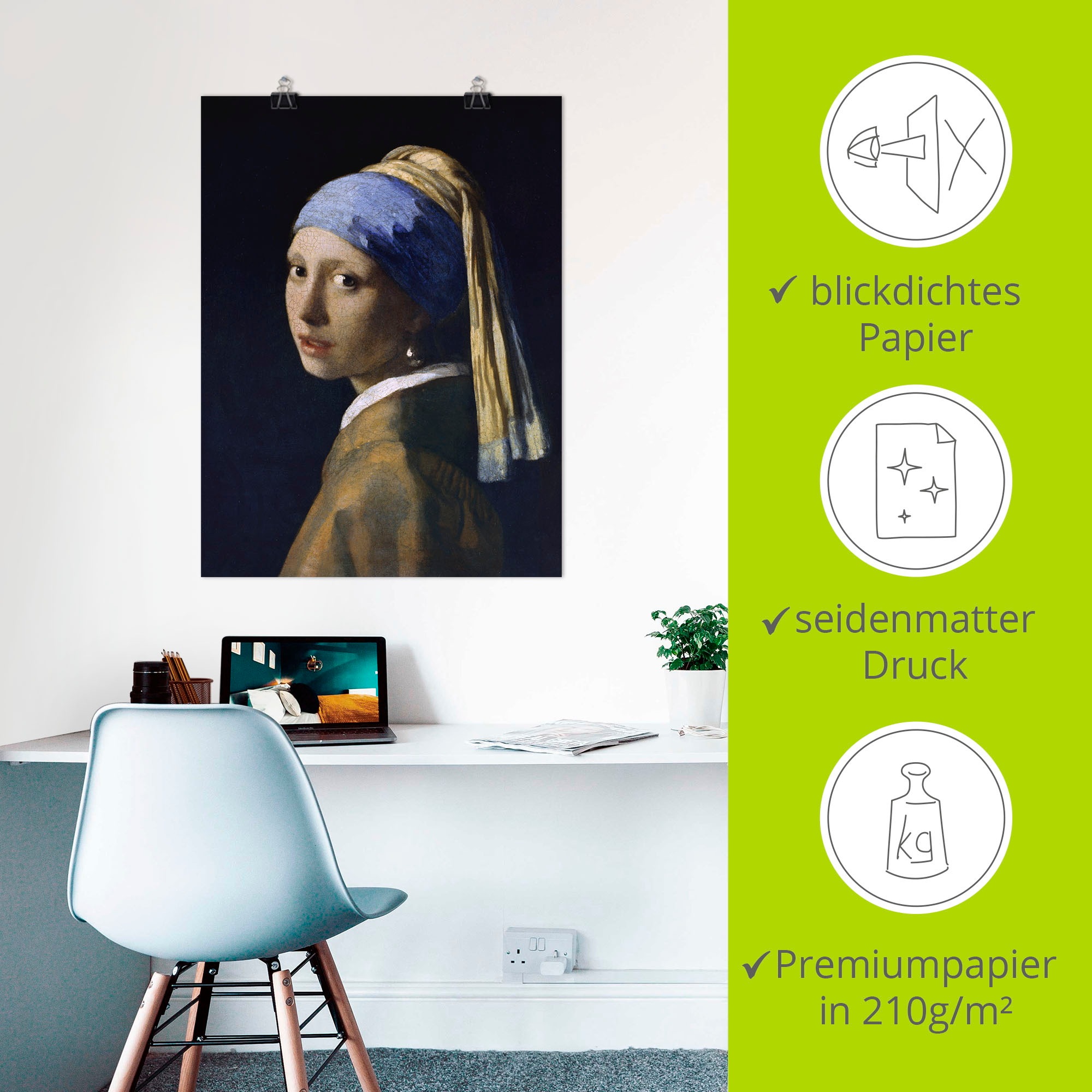 Artland »Das Mädchen mit dem Perlenohrgehänge« Frau 1 Stk. tlg. als Leinwandbild, Poster in verschied. Größen