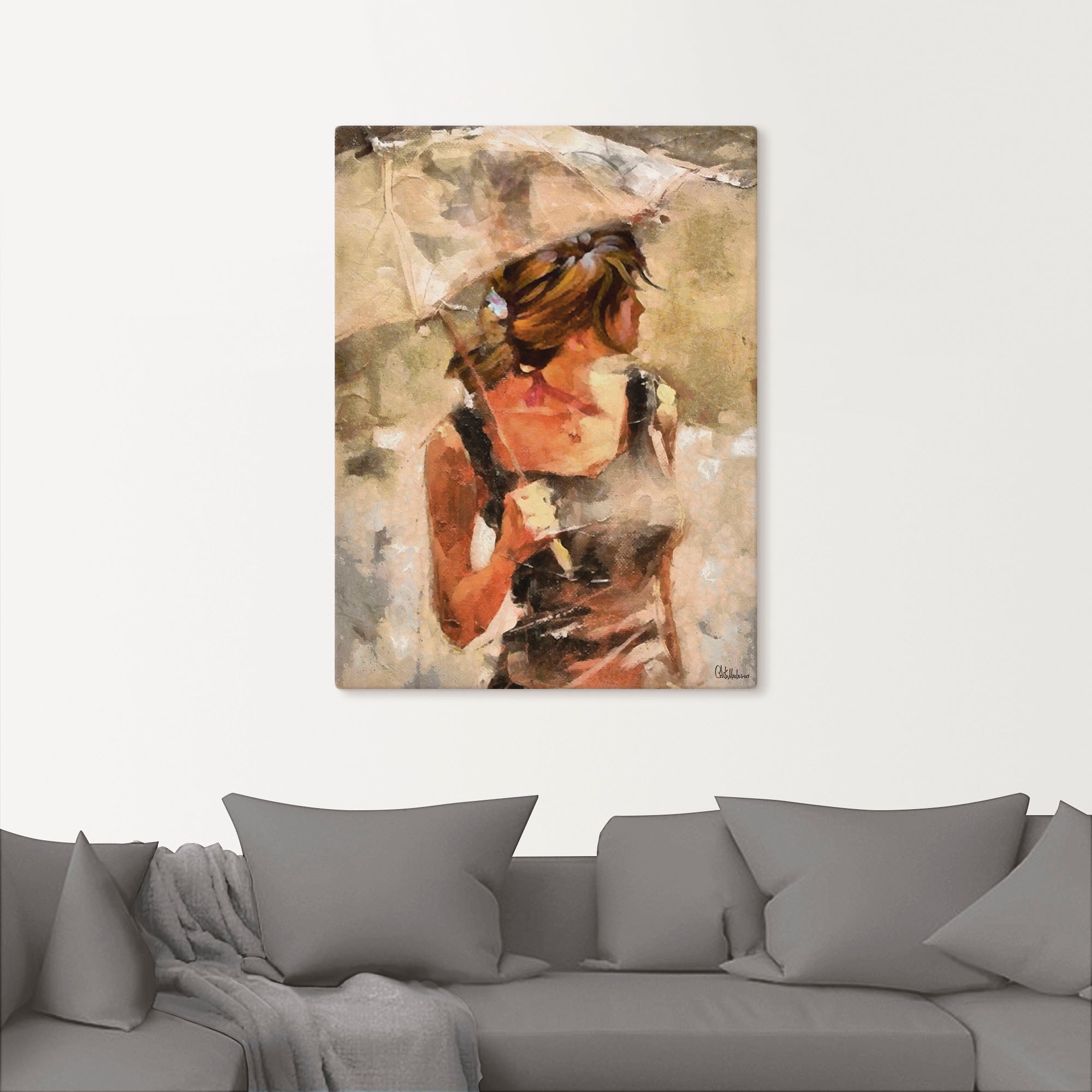 Artland Wandbild »Lady mit Regenschirm«, Portrait, (1 St.), als Leinwandbild, Poster in verschied. Größen