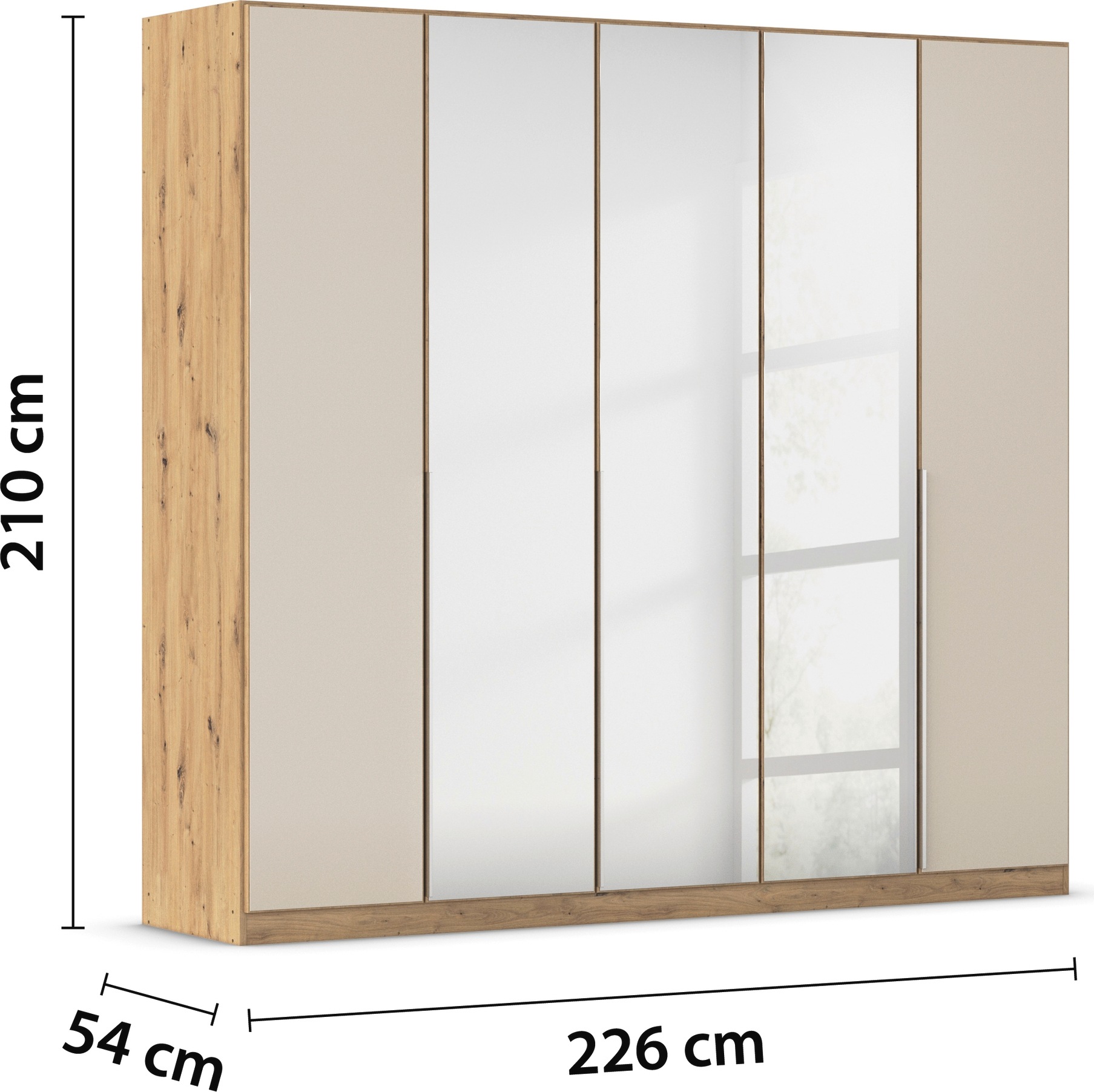 rauch Drehtürenschrank »Kleiderschrank Kleiderschränke Schrank Garderobe AGORDO mit Glasfront«, (in zwei Griff-Farben), durchdachte Innenausstattung, in 6 Breiten und 2 Höhen MADE IN GERMANY