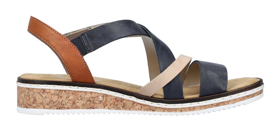 Rieker Riemchensandale, Sommerschuh, Sandalette, Keilabsatz, mit Klettriemchen