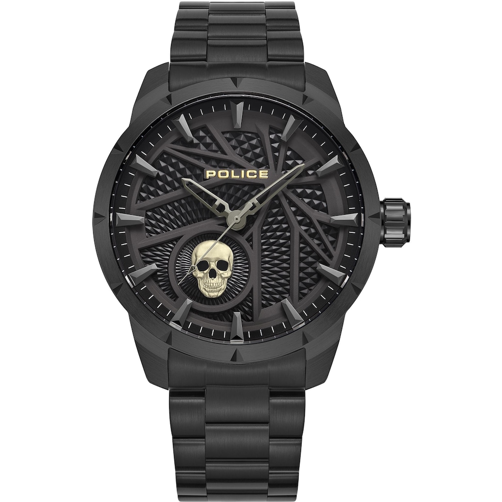 Police Quarzuhr »NEIST (SKULL), PEWJG2227301-SETA«, (Set, 2 tlg., mit Schmuckarmband)