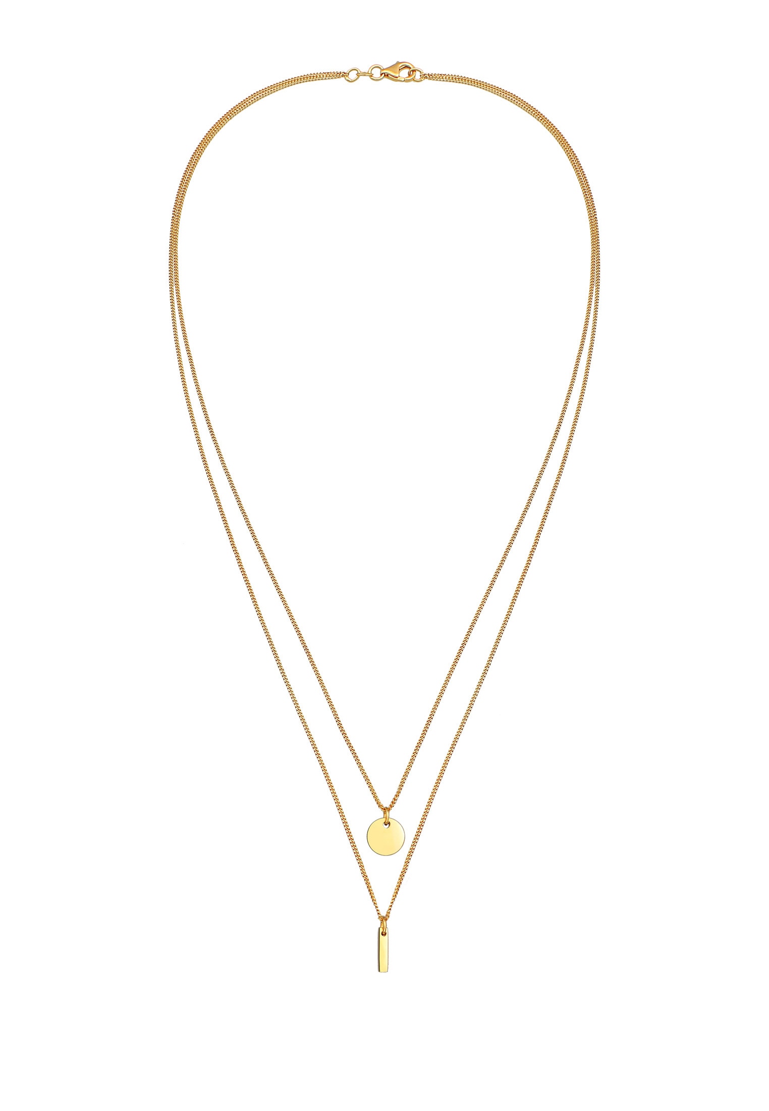 Elli Silberkette »Halskette 2-lagig Layer Kreis Stab Geo 925 Silber«