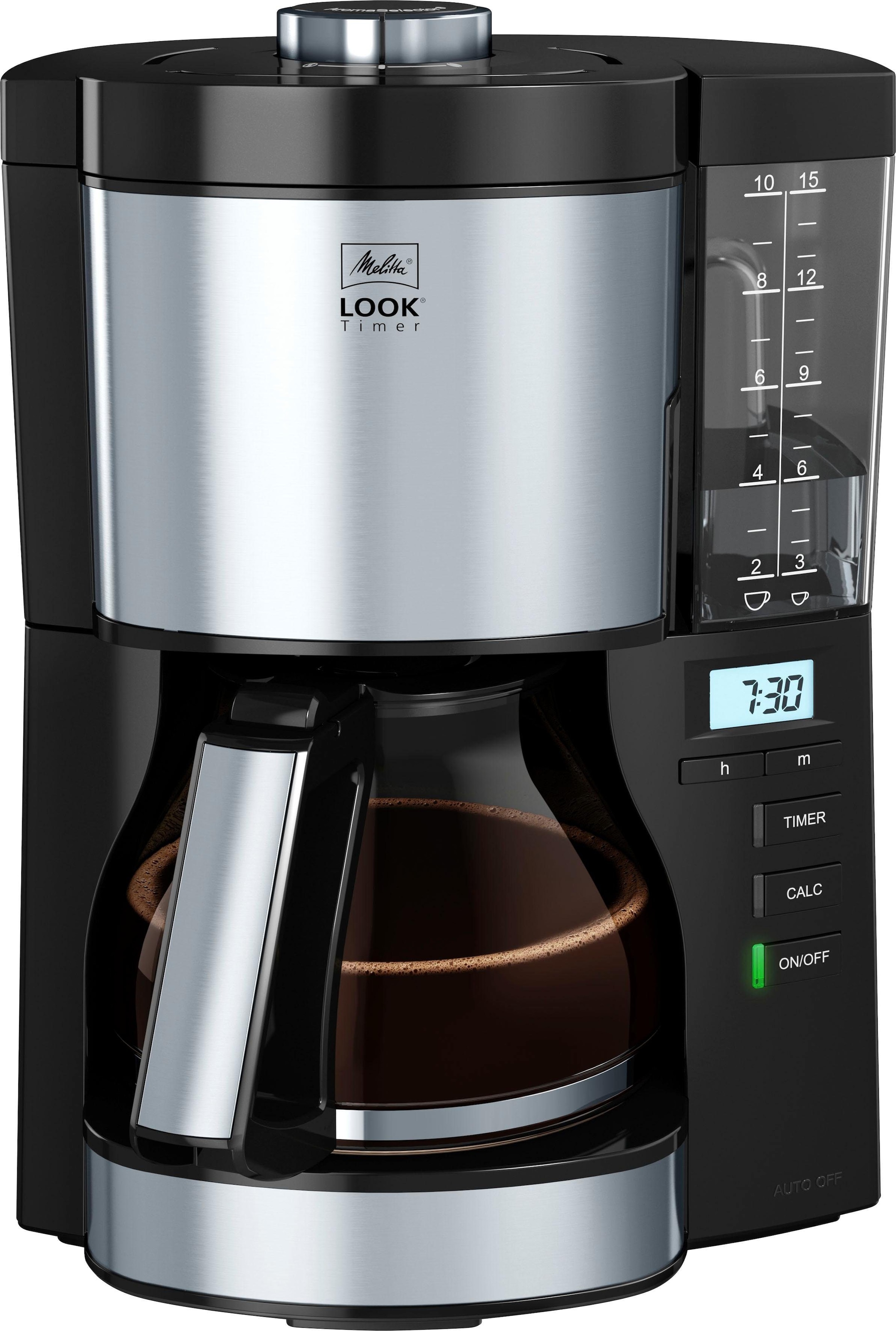 Melitta Filterkaffeemaschine »Look Timer 1025-08 schwarz«, 1,25 l  Kaffeekanne, Papierfilter, 1x4 mit 3 Jahren XXL Garantie