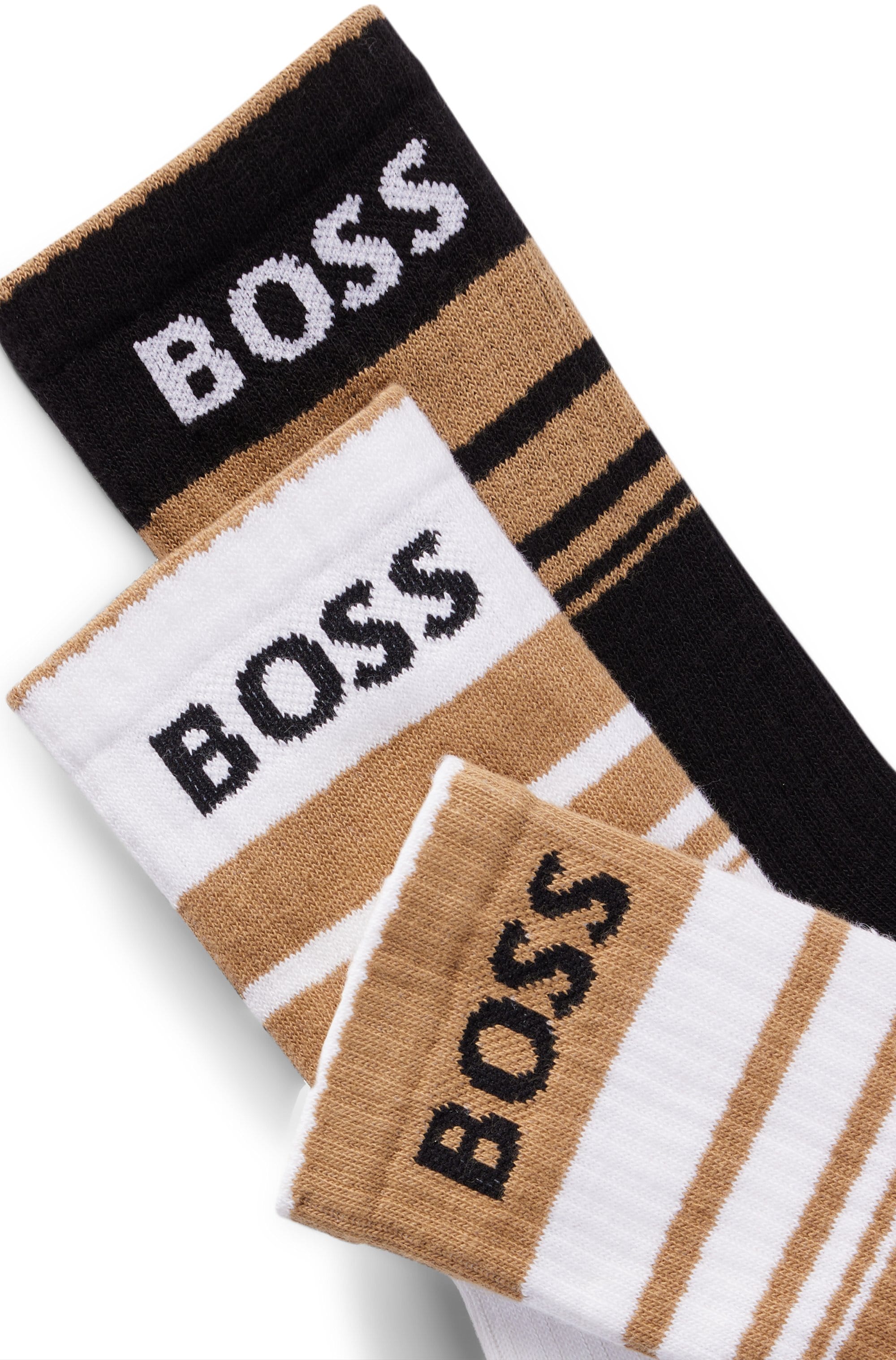 BOSS Freizeitsocken »3P QS Rib Stripe CC«, (Packung, 3 Paar), mit BOSS Logo