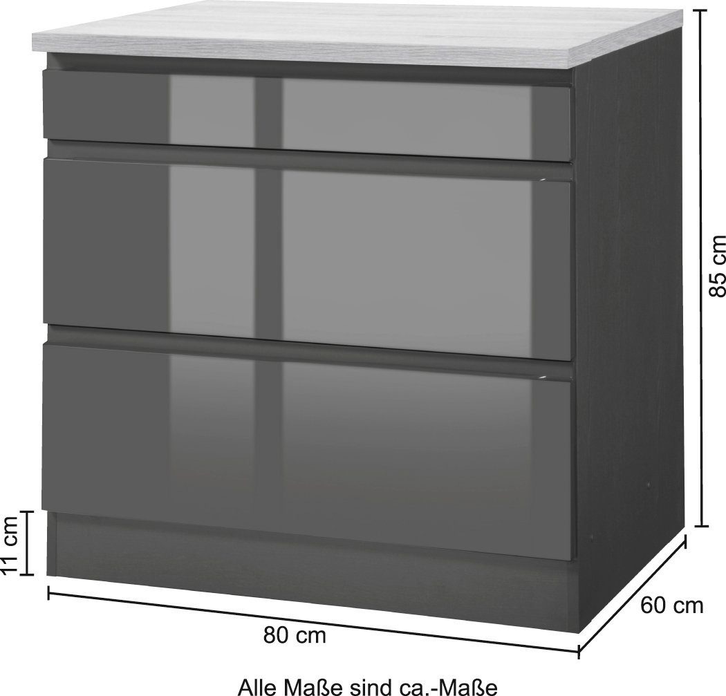 KOCHSTATION Kochfeldumbauschrank »KS-Virginia« 80 cm breit
