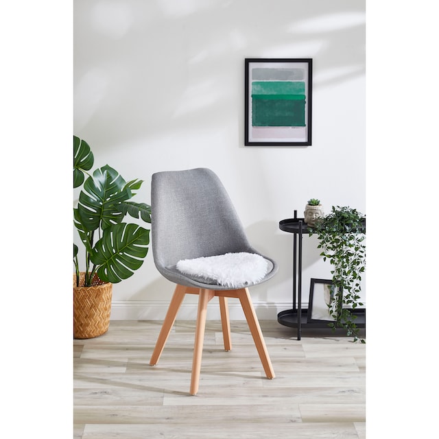 Home affaire Sitzkissen »Alpa, 4er Set«, Sitzauflage, Kunstfell, rund, Ø 34  cm, einfarbig, sehr weich, waschbar
