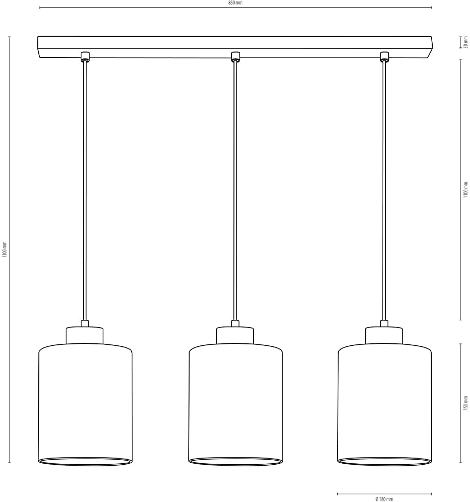 BRITOP LIGHTING Pendelleuchte »ZEFIR«, 3 flammig, Leuchtmittel E27 | ohne Leuchtmittel-Leuchtmittel wechselbar, Naturprodukt aus Eichenholz, Hochwertige Glasschirme