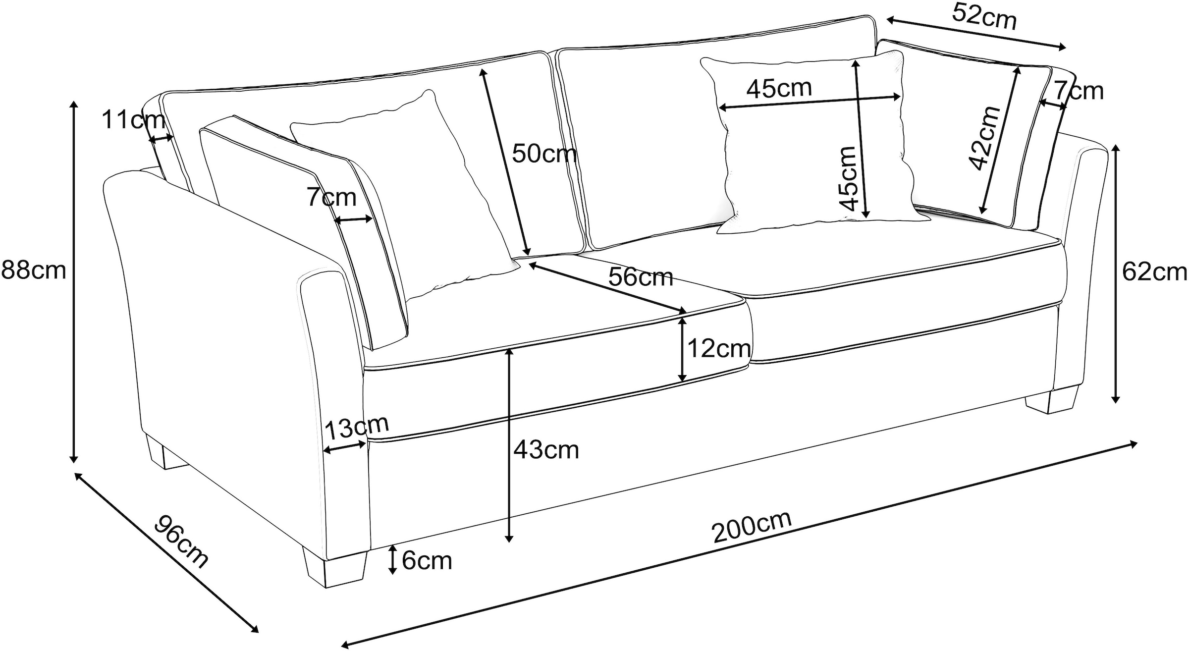 Home affaire 2,5-Sitzer »CALIFORNIA«, maritimer Landhausstil, in 3 Breiten, mit Holzfüßen Weiß lackiert