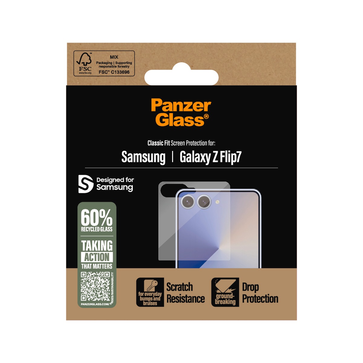 CARE by PanzerGlass Displayschutzglas »Classic Fit Screen Protector« für Samsung Galaxy Z Flip7 Displayschutzfolie, Schutzfolie, Bildschirmschutz, kratz- & stoßfest