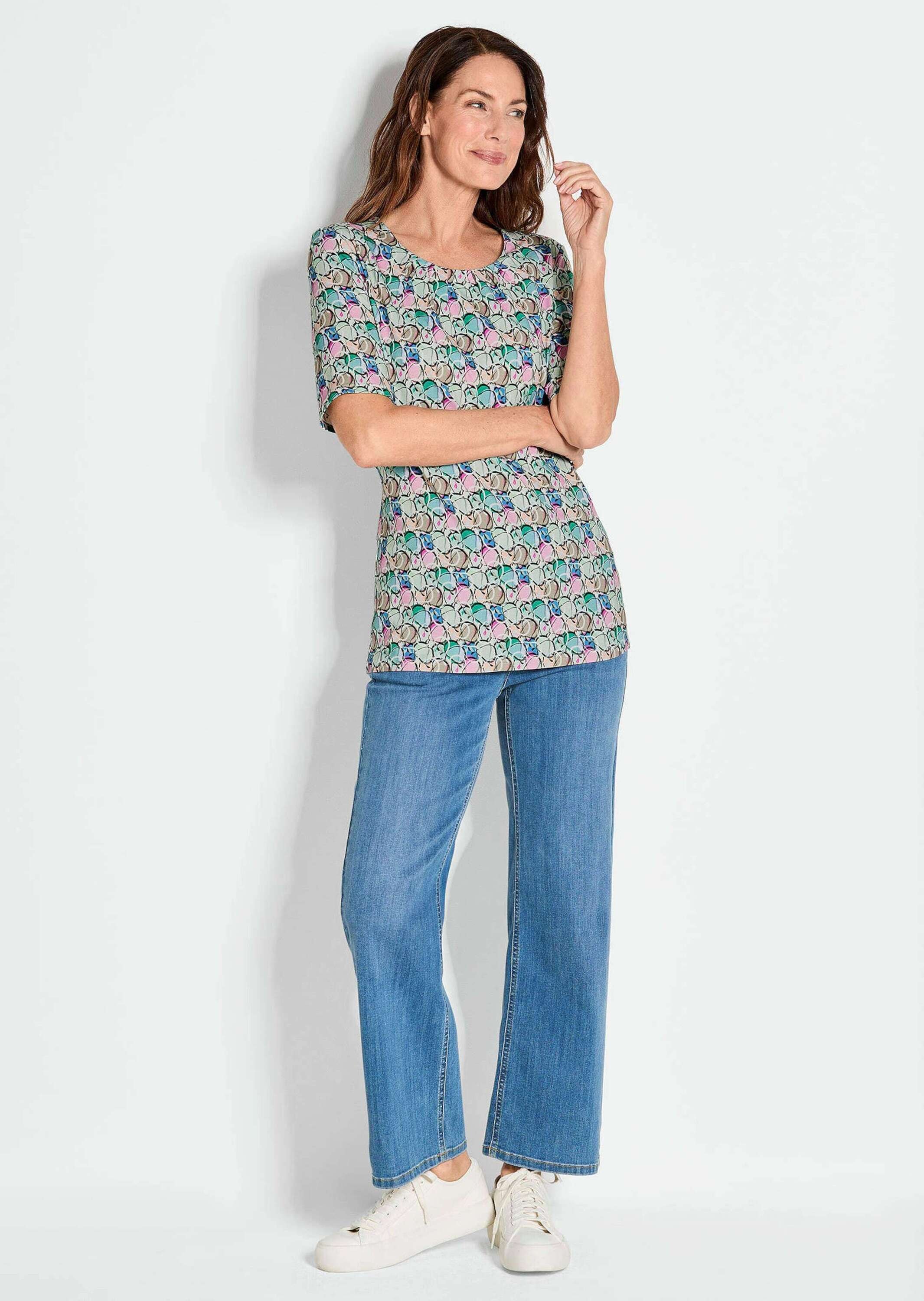 GOLDNER Print-Shirt »Kurzgröße Multicolor-Shirt mit Halbarm, Rundhalsausschnitt«