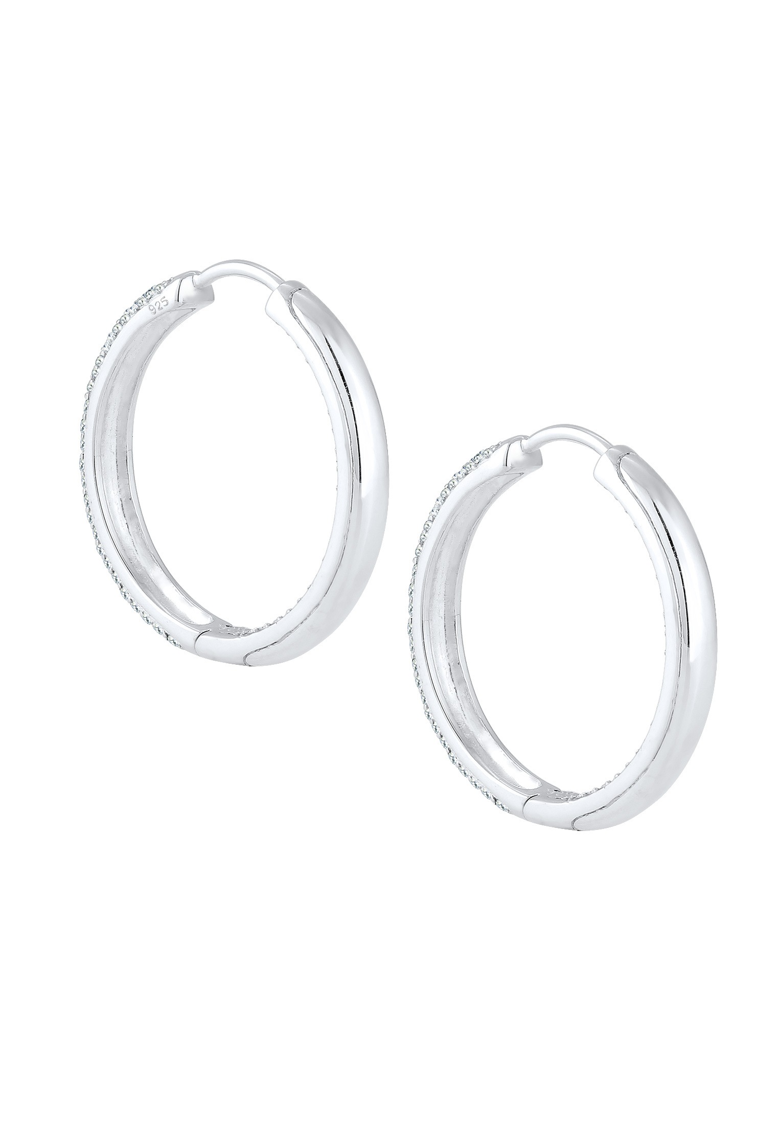 Elli Premium Paar Creolen »Ohrringe Creolen mit Glas Kristalle 925 Sterling Silber«