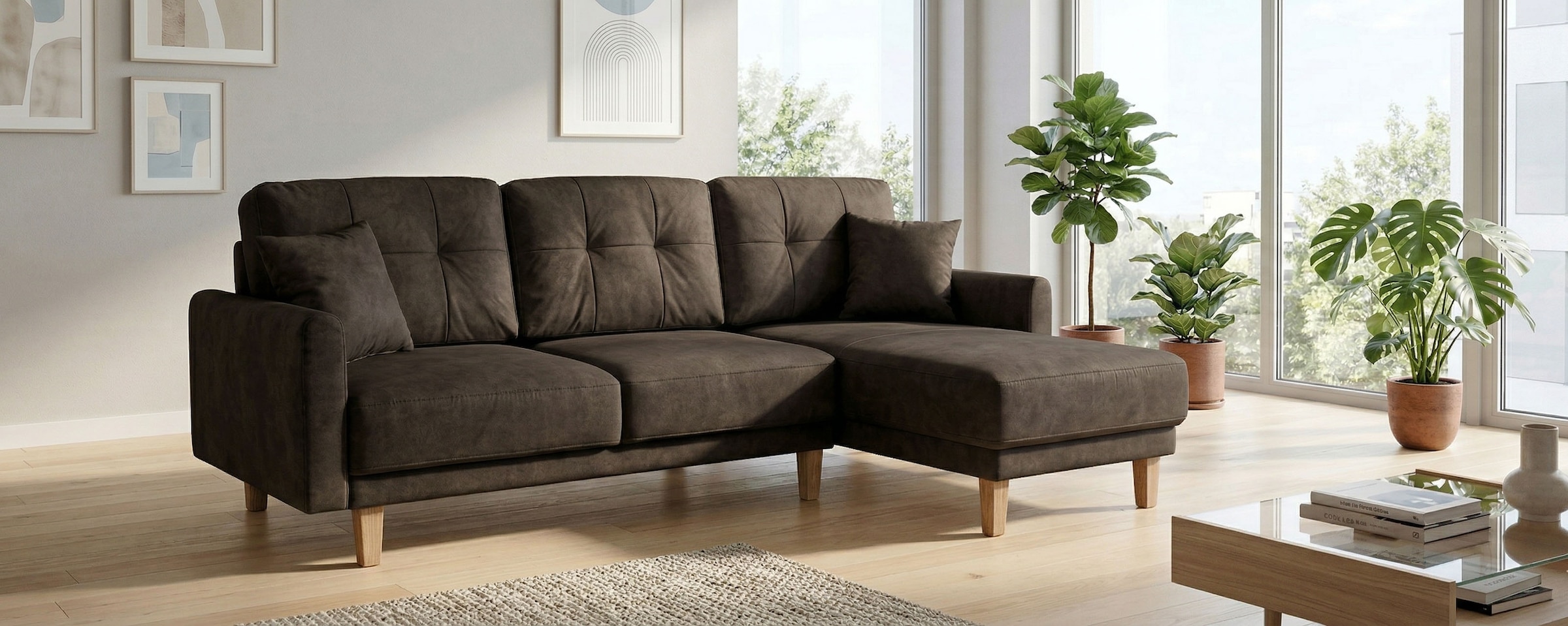 Home affaire Ecksofa »TRIPLO optionale Schlafsofa mit Bettkasten, Maße B/T/H: 234/164/89 cm« L-Form wahlweise mit Bettfunktion - Liegefläche 132x210 cm