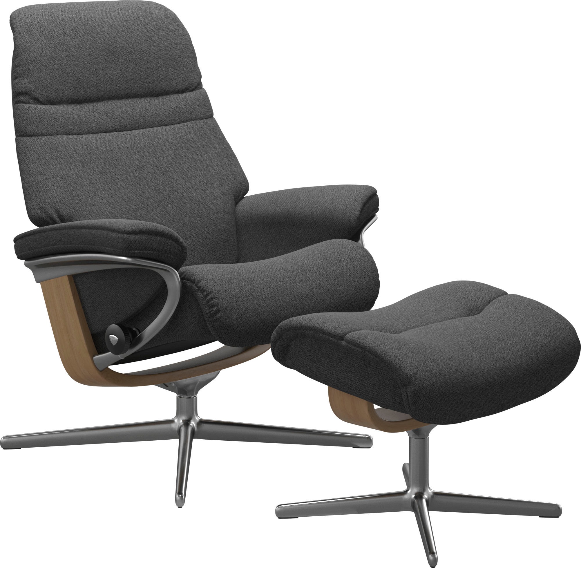 Stressless® Relaxsessel »Sunrise«, (Set, Relaxsessel mit Hocker), mit Hocker, mit Cross Base, Größe S, M & L, Holzakzent Eiche