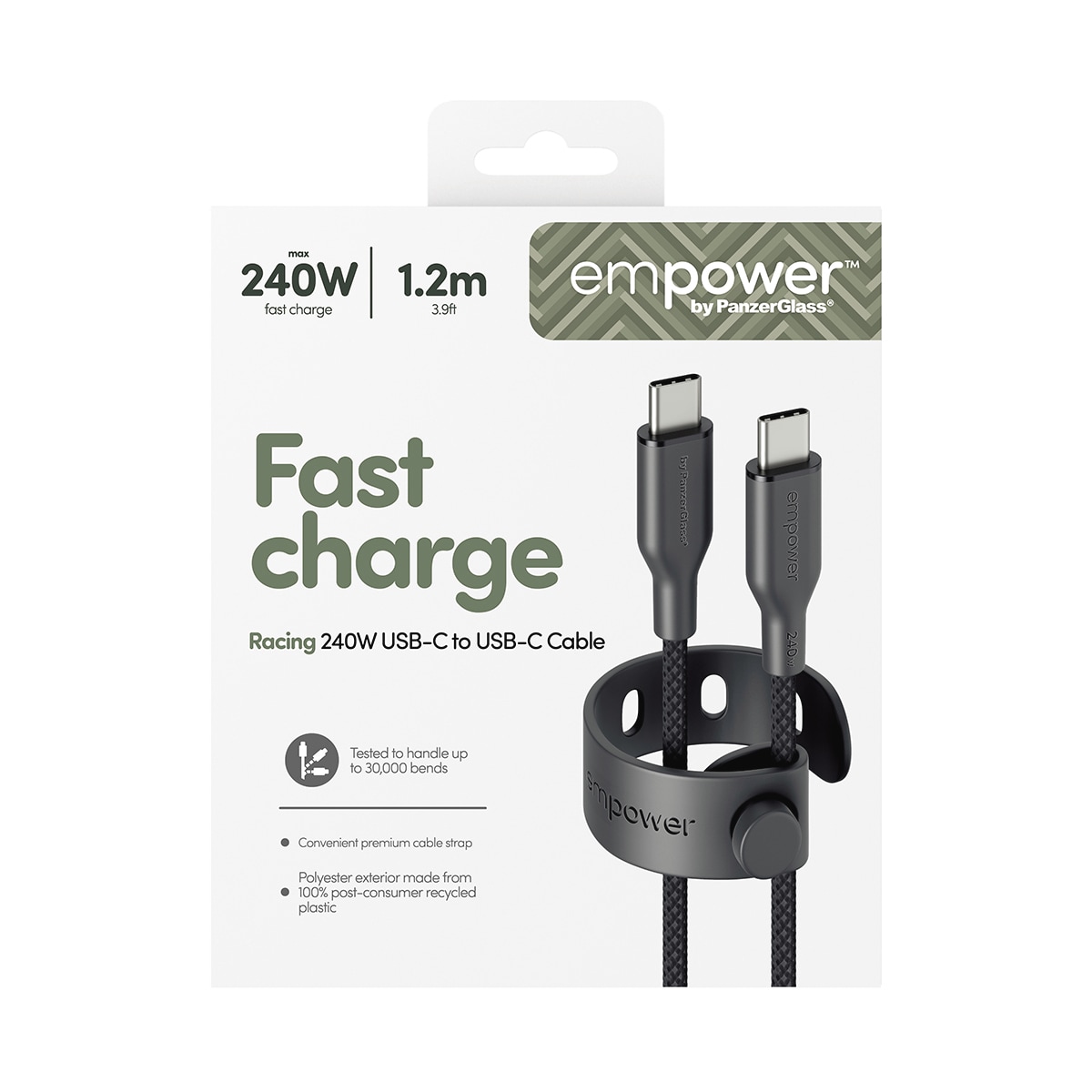 PanzerGlass USB-Kabel »Racing 240W USB-C zu USB-C Kabel USB 2.0 1,2 m« USB-C 120 cm