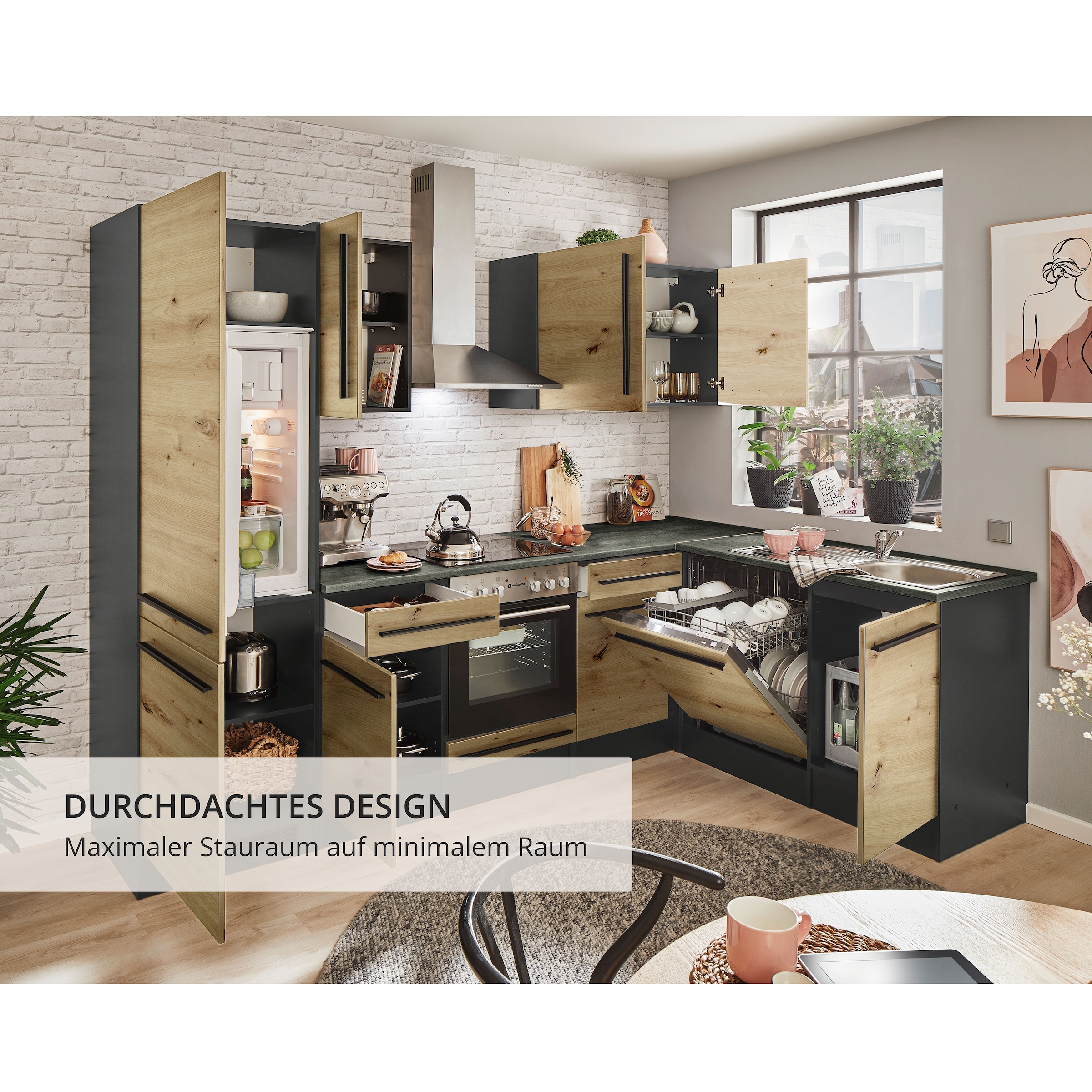 BASIC by Balculina Winkelküche »Jazz« Stellbreite 280x175 cm, wahlweise mit E-Geräten