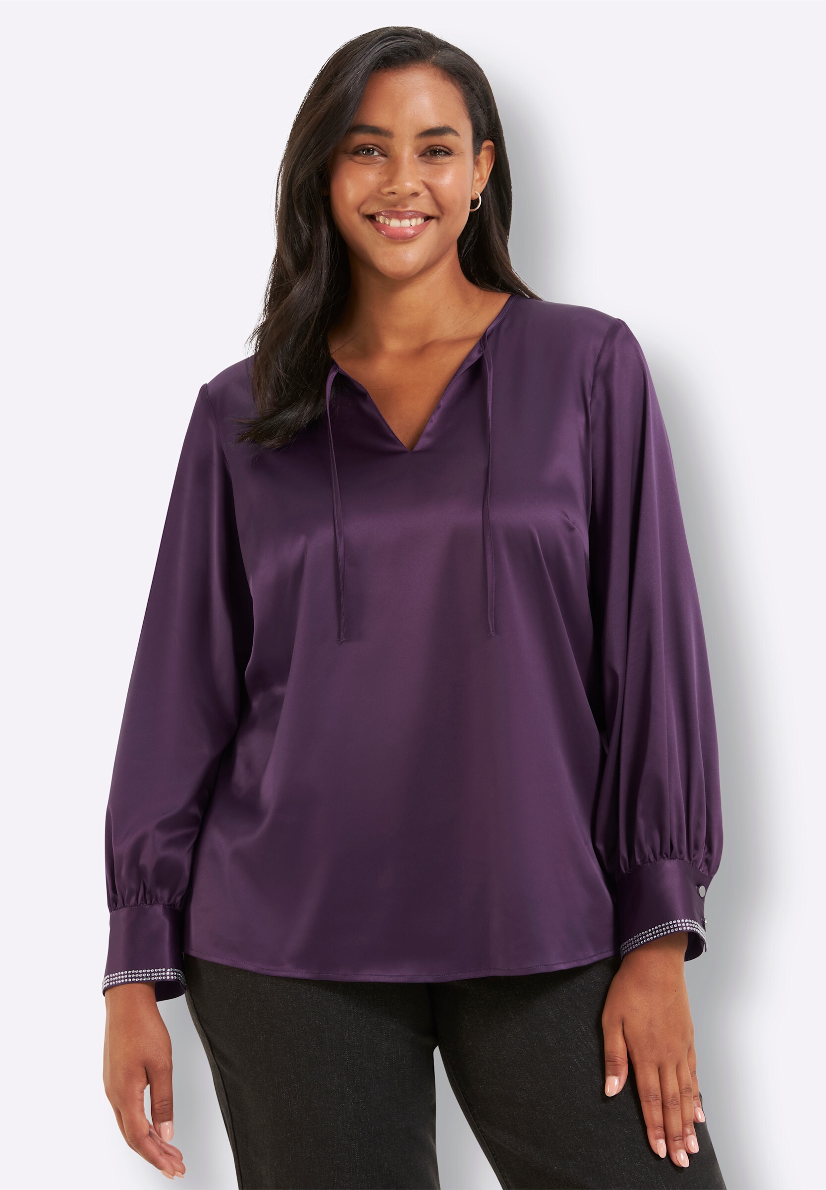Sheego Longbluse »Tunika Tunika mit Strasssteinen«