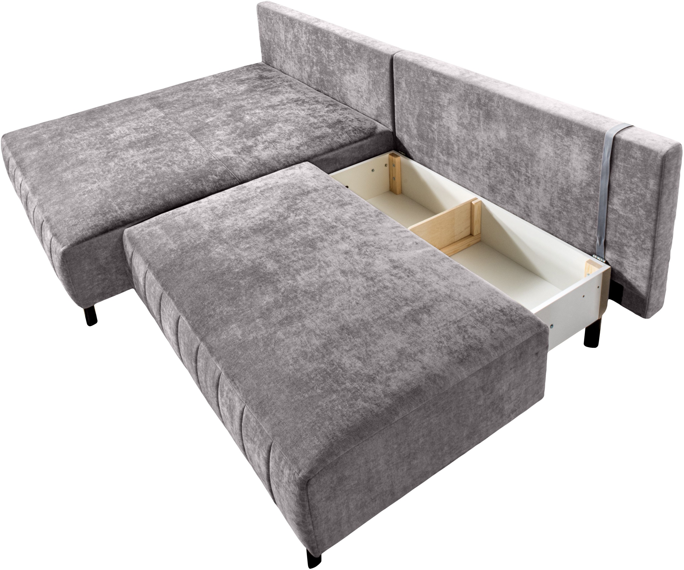 exxpo - sofa fashion Ecksofa inkl. Bettfunktion und Bettkasten, 15cm bodenfrei, Breite 262cm