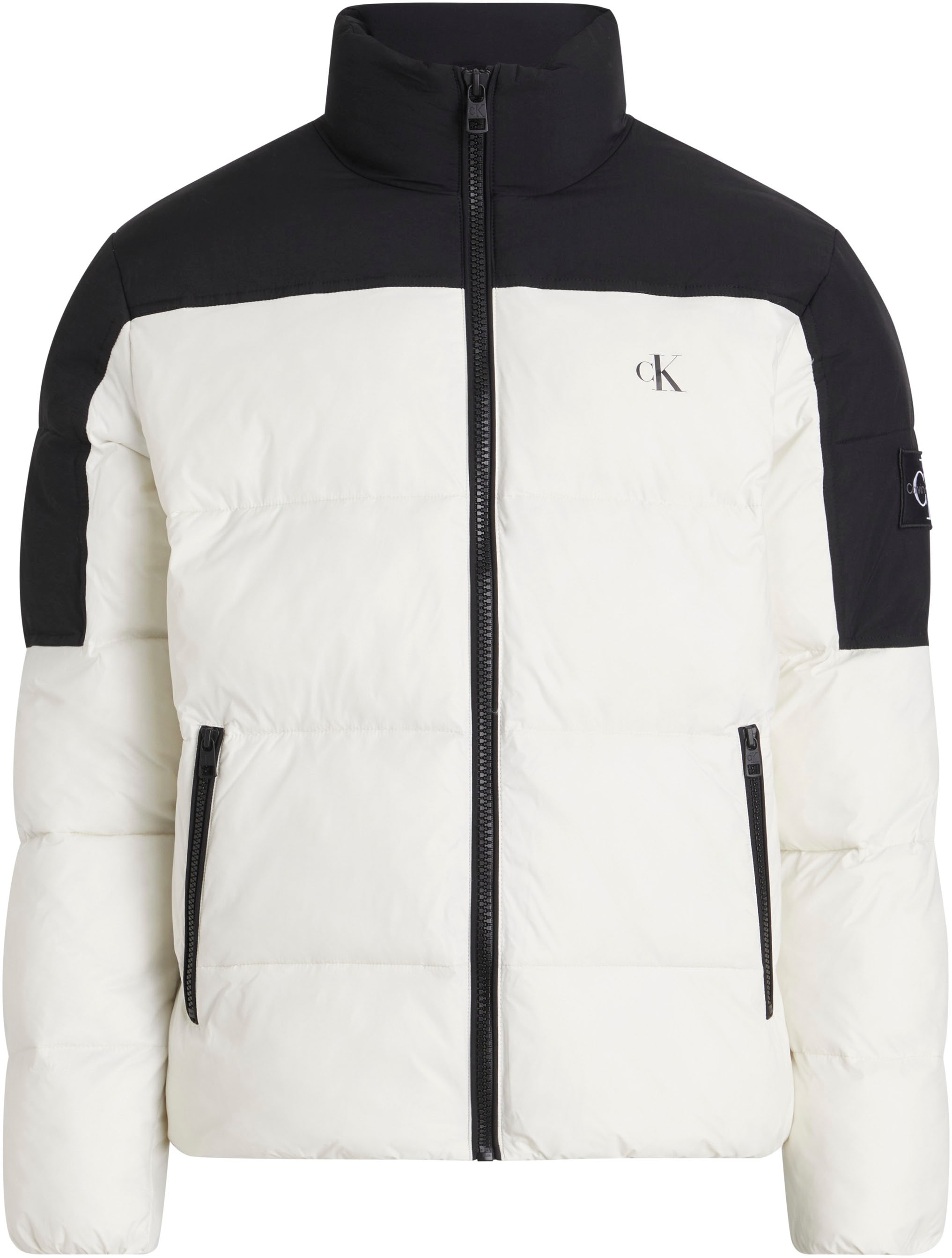 Calvin klein jeans puffer outlet jacket with logo patch