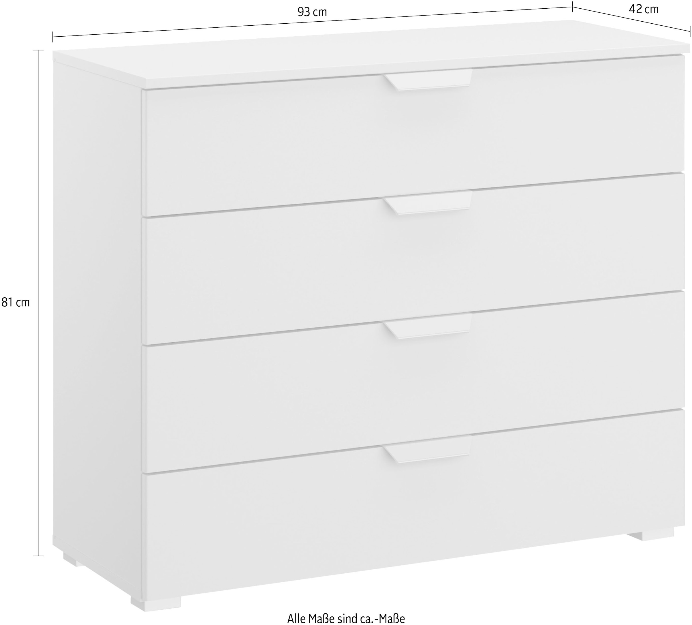 rauch Schubkastenkommode »Sideboard Schubladenkommode ORIAS mit Dekor- oder Hochglanzfront«, mit 4 Schubkästen und 2 Türen sowie Metallgriffen MADE IN GERMANY