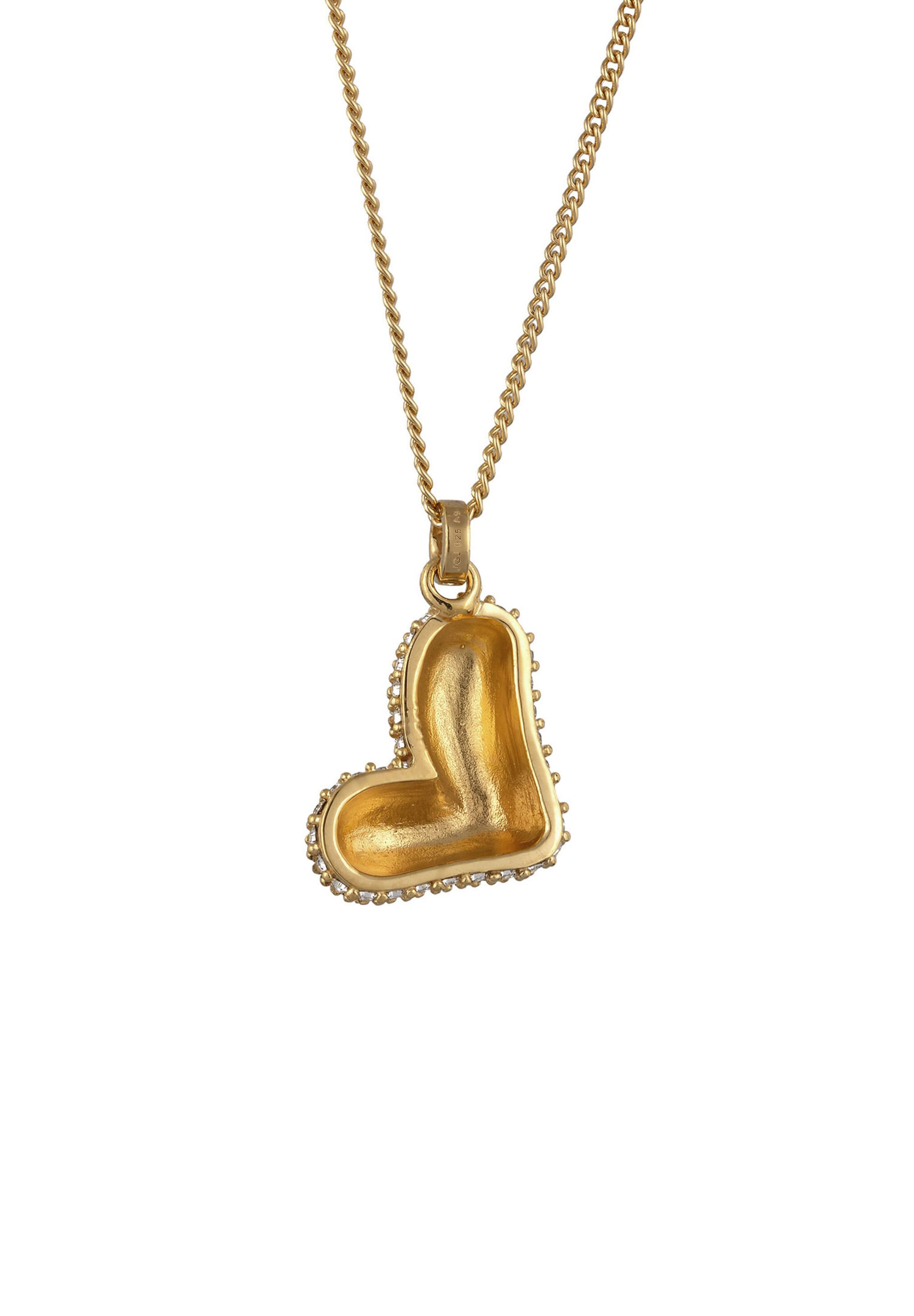 Elli Kette mit Anhänger »Halskette Buchstabe L Glas Kristalle Weiß 925 Sterling Silber vergoldet«