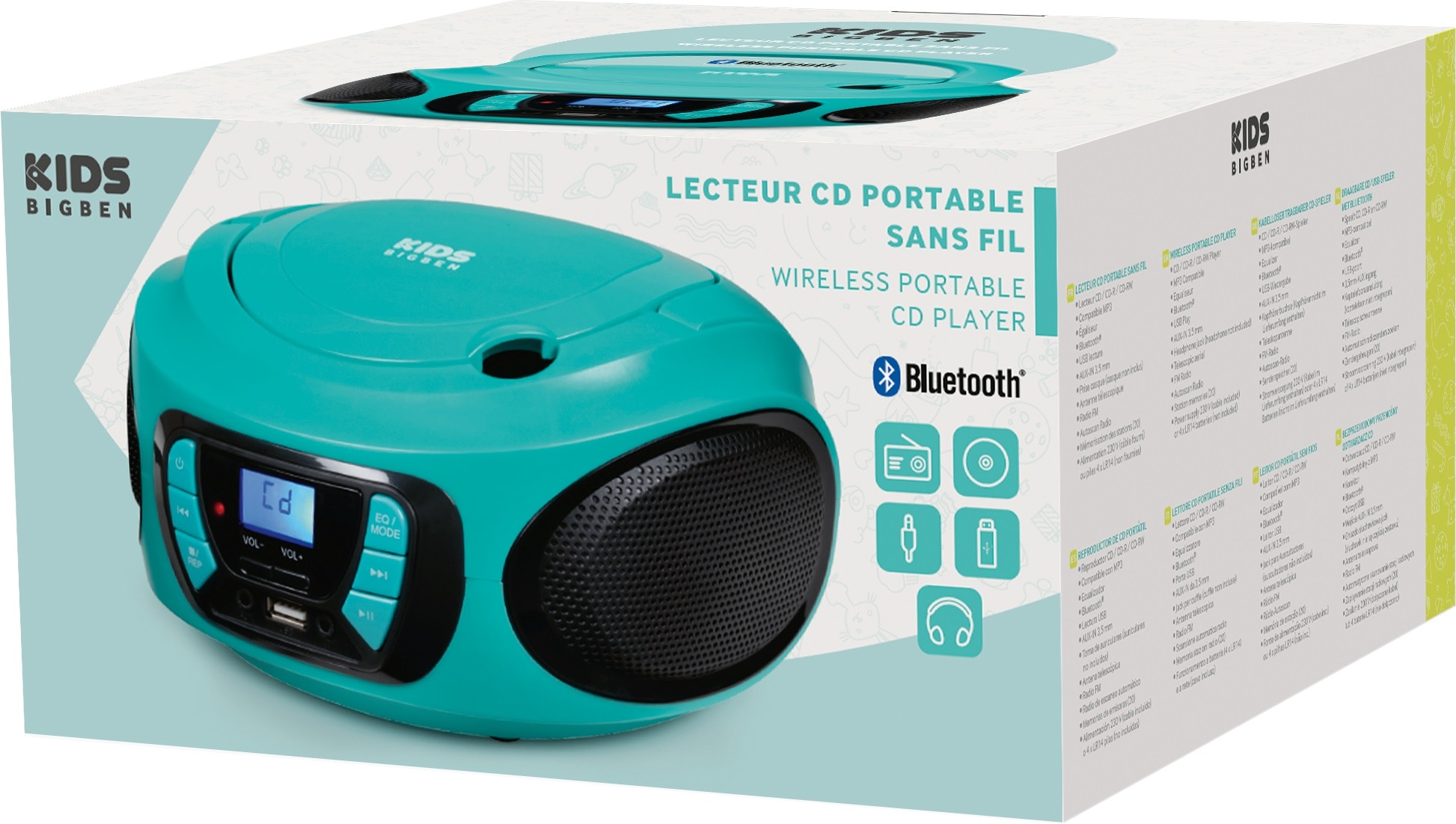 BigBen CD-Radiorecorder »Kids Tragbares CD/Radio AU387315 USB/BT blau«, (Bluetooth FM-Tuner)