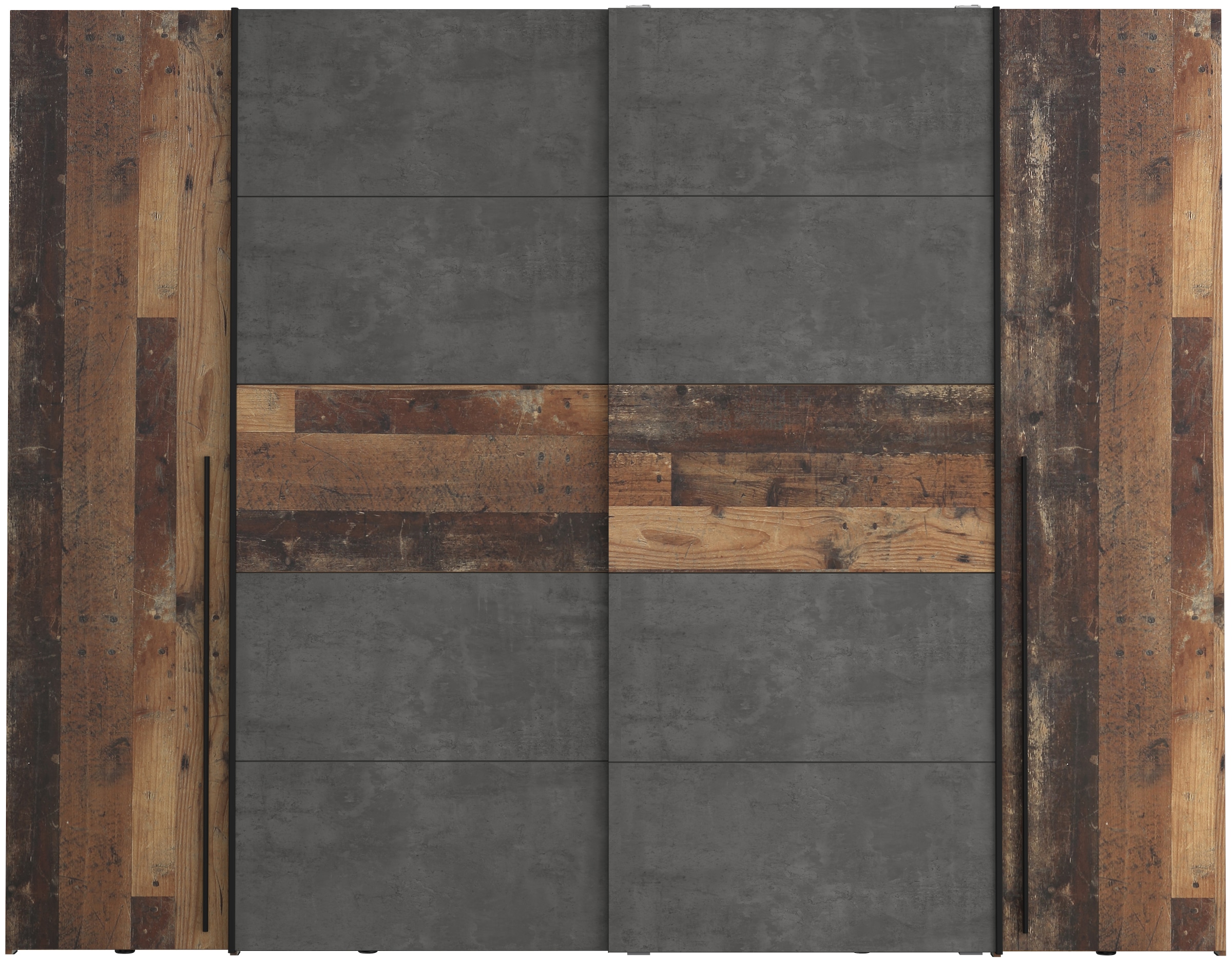 FORTE Schwebetürenschrank »Narago, Kombischrank, TOPSELLER, Paneele  wechselbar« B/H/T ca. 270/210/61cm, Farbe Weiß auch mit Spiegeln,  Schwebetüren in Kombination mit Drehtüren, Made in Europe