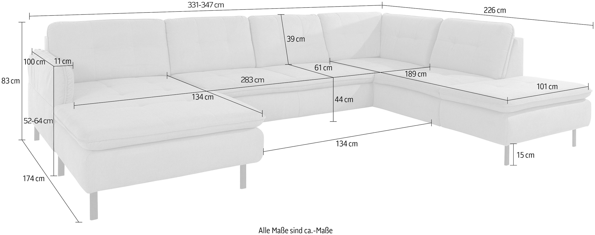 Home affaire Wohnlandschaft »Birkholm U-Form« Armlehnverstellung, auch in Easy Clean Bezug - mit Wasser zu reinigen