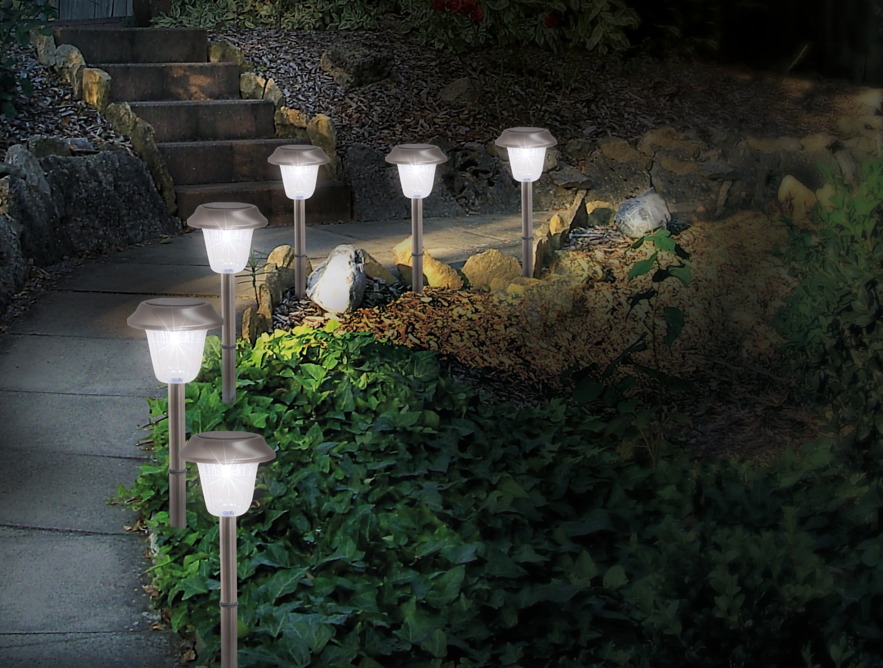 näve LED Gartenleuchte, 6er-Set LED Außenleuchte mit Erdspieß