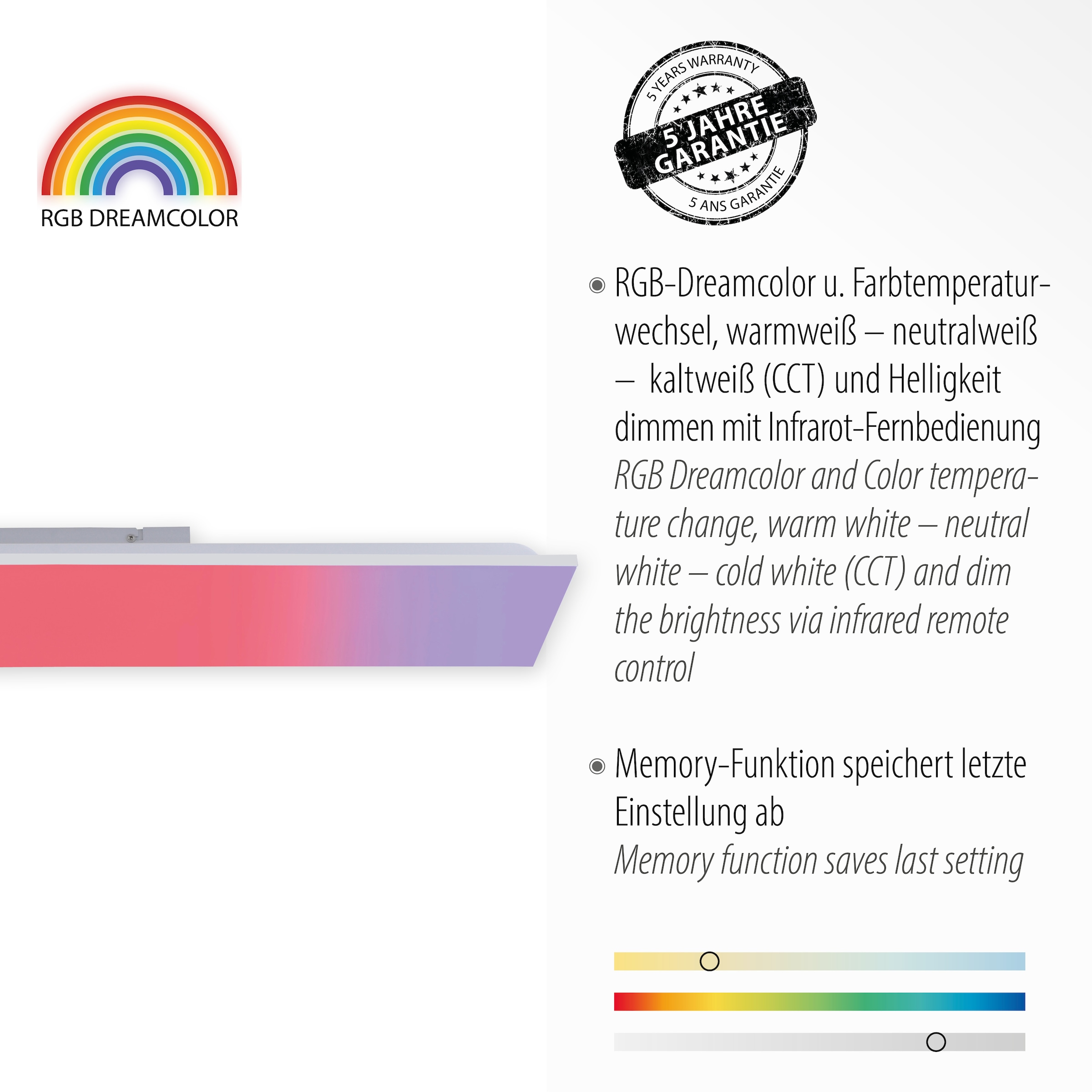 Leuchten Direkt Deckenleuchte kaufen Infrarot RGB+tunable Garantie - über CCT 3 dimmbar, online mit inkl. white, | XXL flammig-flammig, Fernbedienung, »YUKON«, 1 Jahren