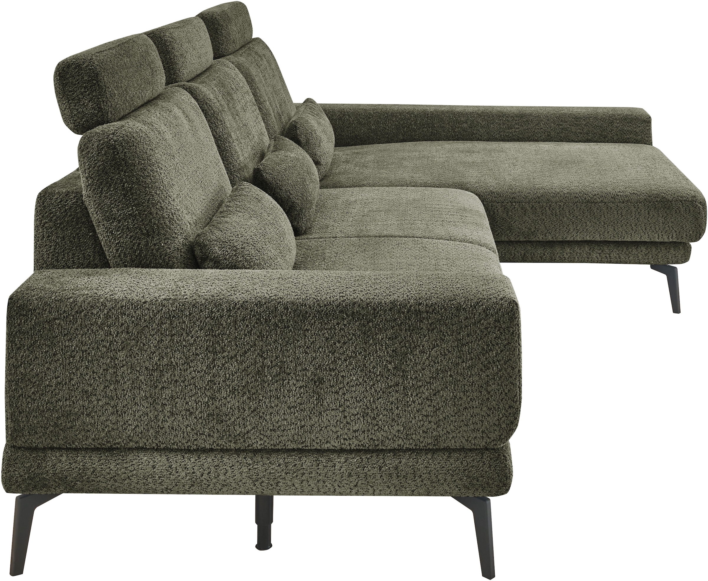 set one by Musterring Ecksofa »SO 3600, inkl motor. Sitztiefenverstellung, Kopfstützen, Nierenkissen« Sitzhöhe 42 cm, Kaltschaum, Breite 293 x Tiefe 180 cm, Kama olive