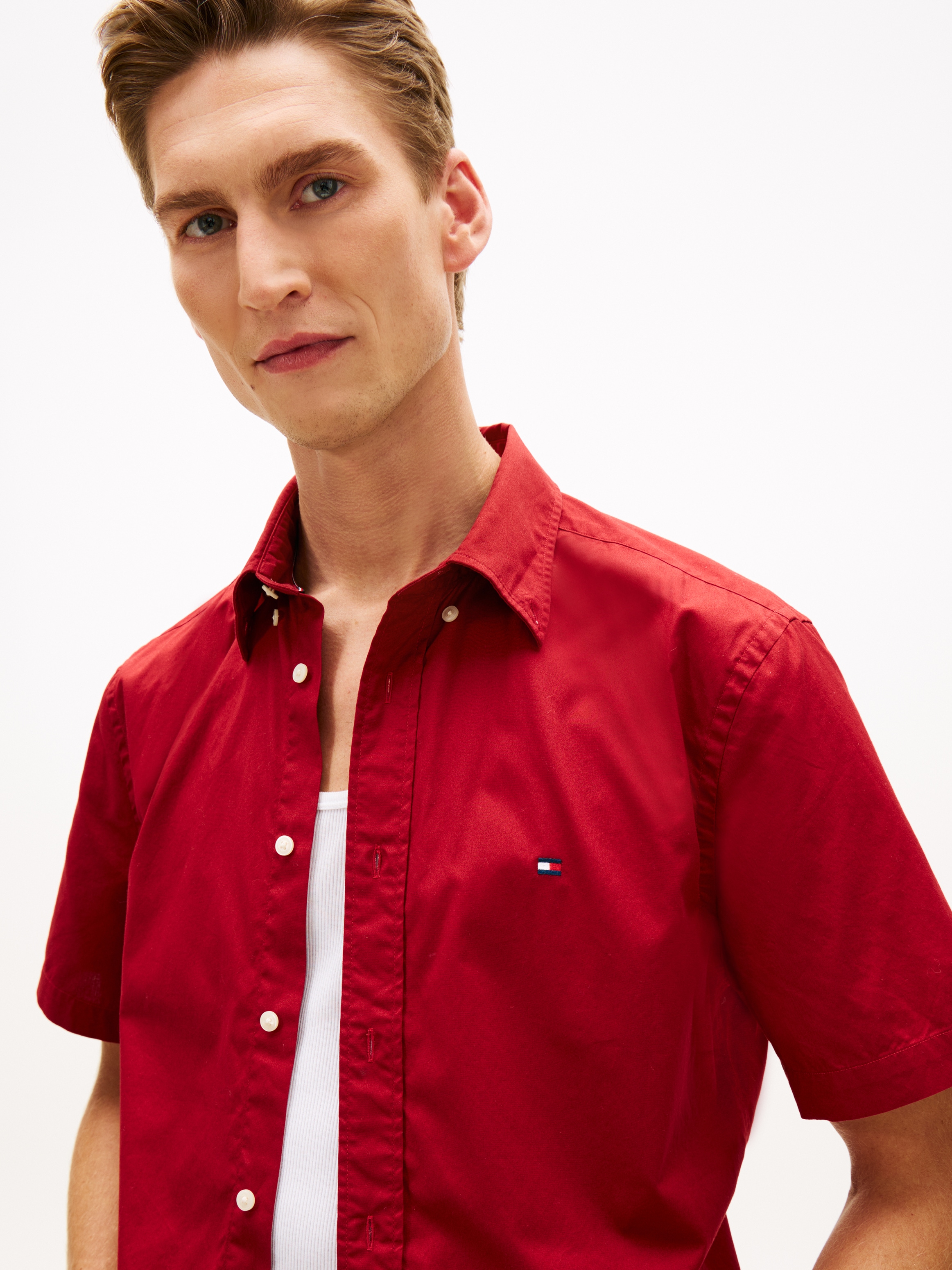 Tommy Hilfiger Kurzarmhemd »FLEX POPLIN SOLID« Regular fit mit Button-Down-Kragen